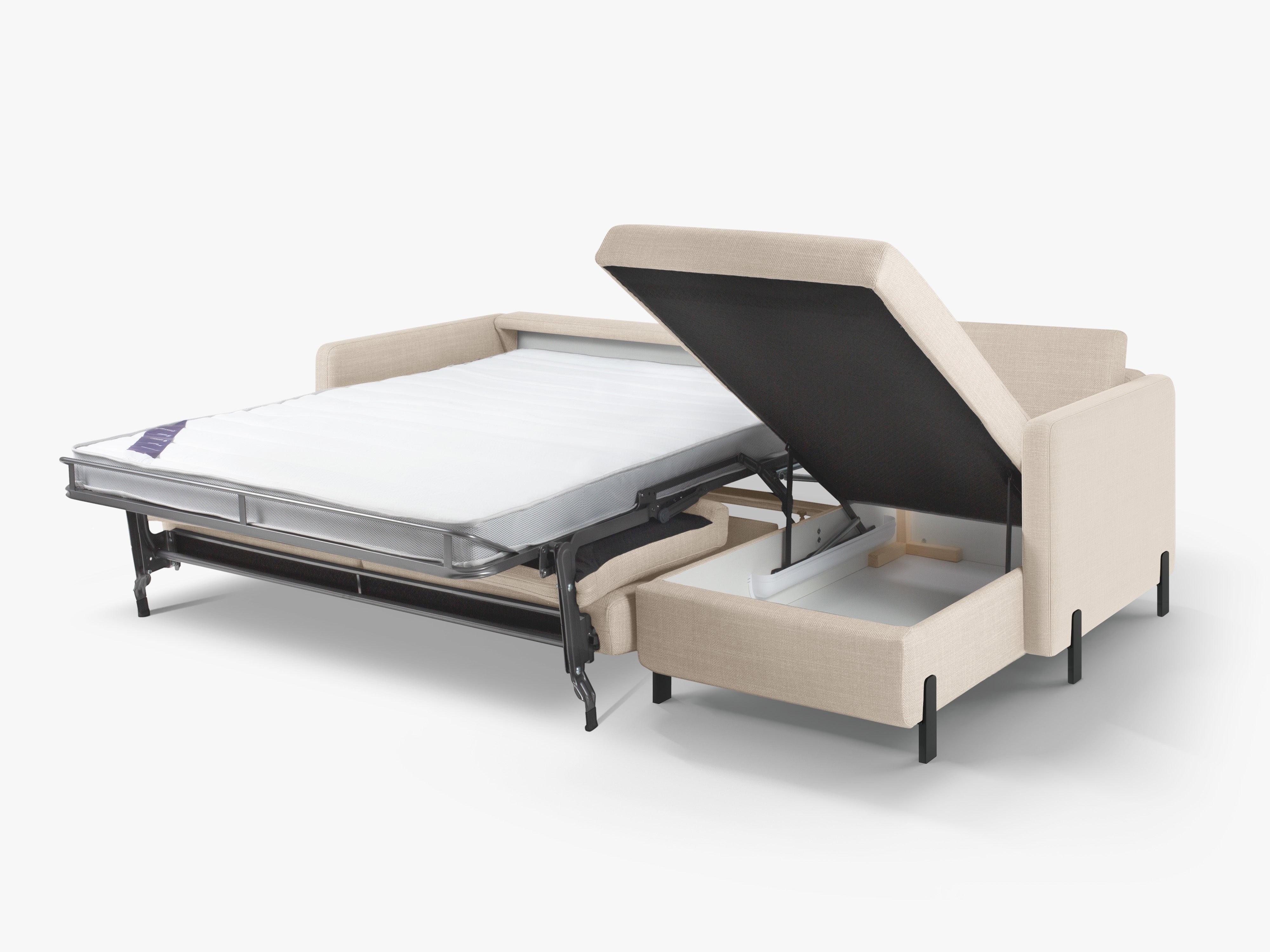 Right-sided corner sofa for 4 people with sleeping function GLORIA beige chenille