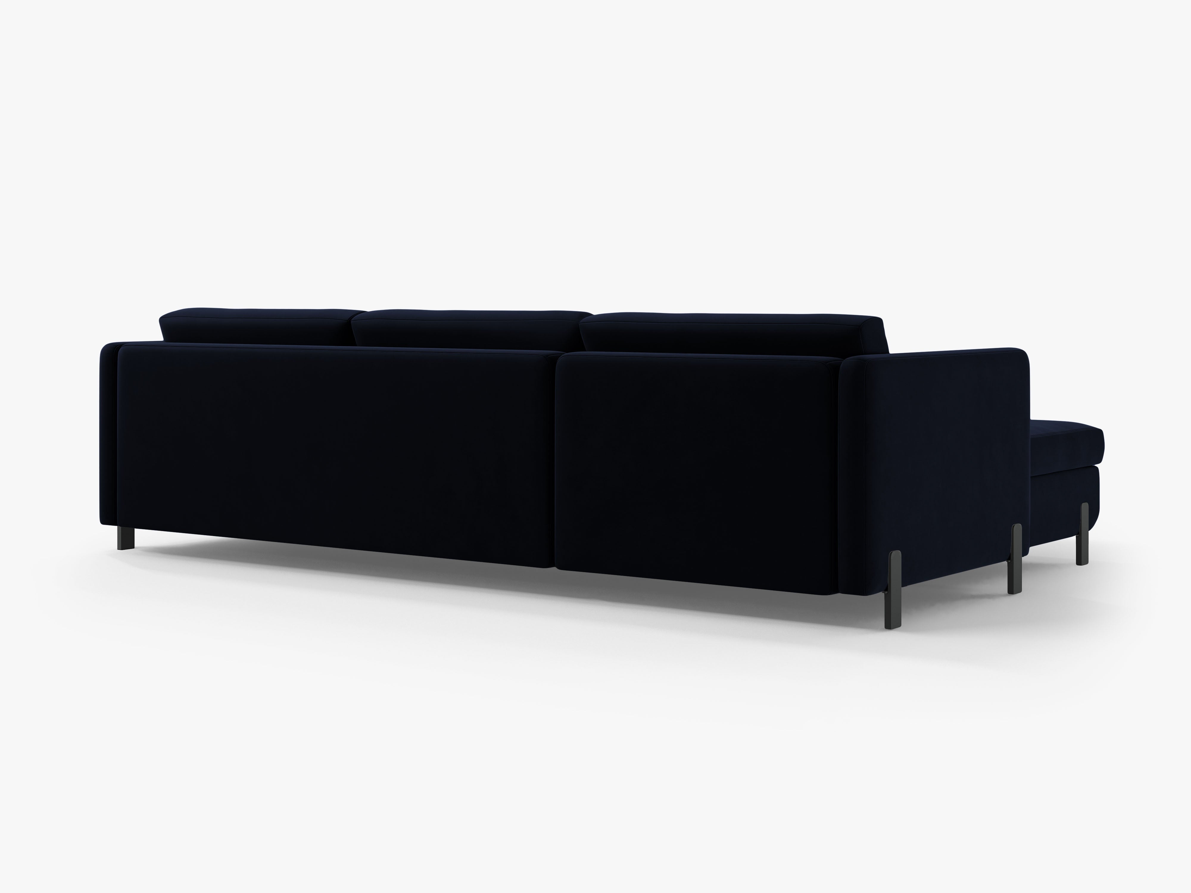 Right-facing velvet corner sofa for 4 people with sleeping function GLORIA royal blue