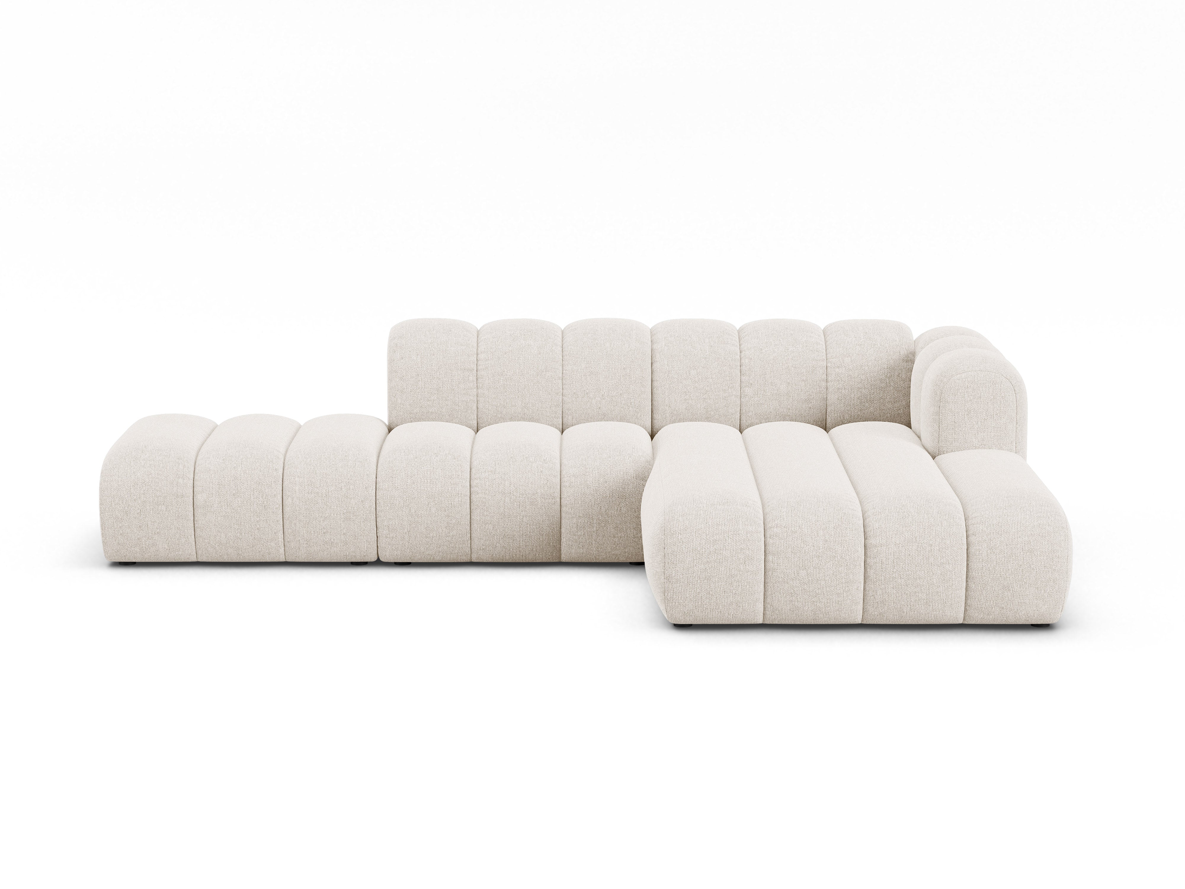 Right-facing 5-seater Corner Sofa LUPINE in light beige chenille