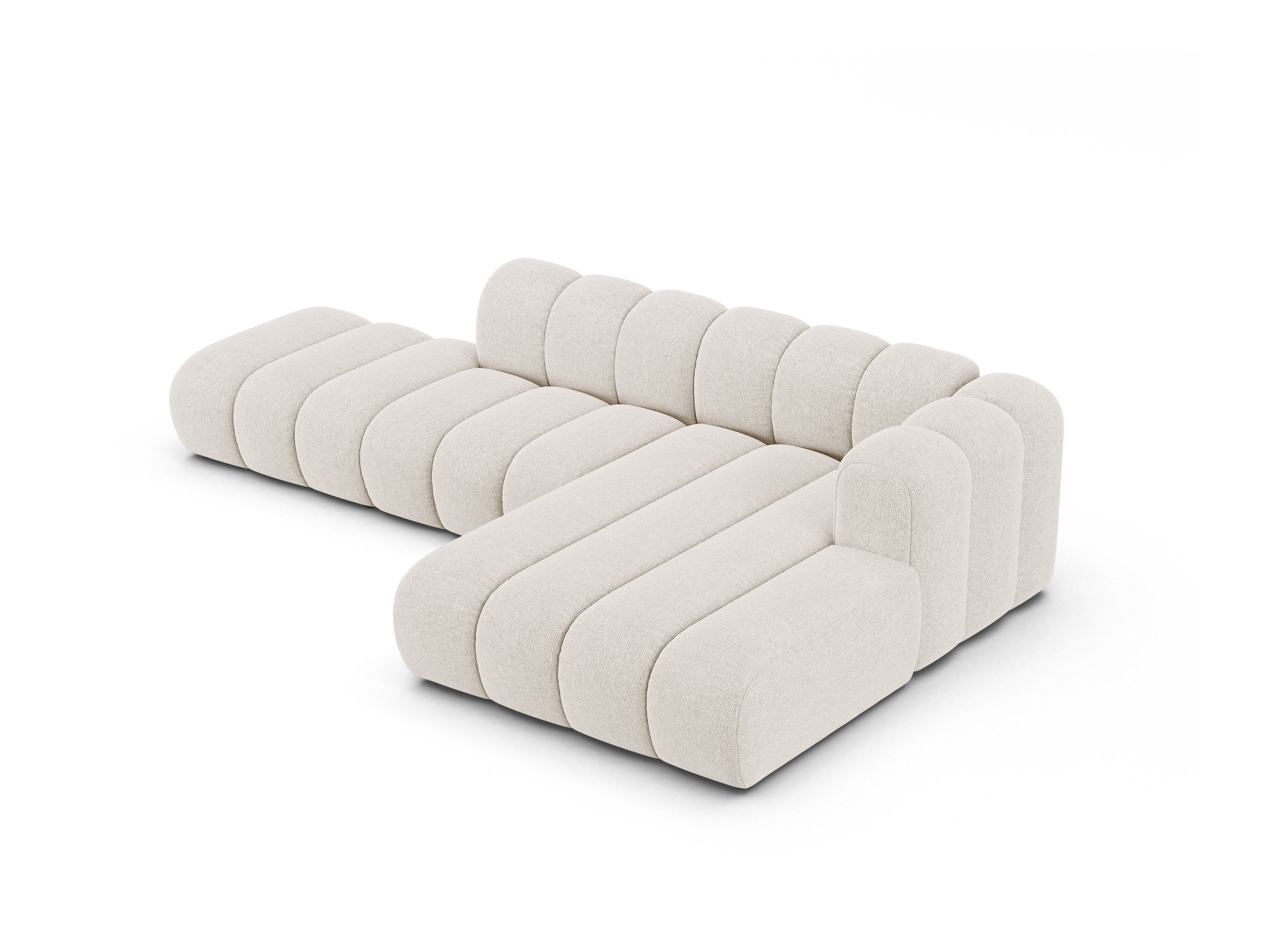 Right-facing 5-seater Corner Sofa LUPINE in light beige chenille