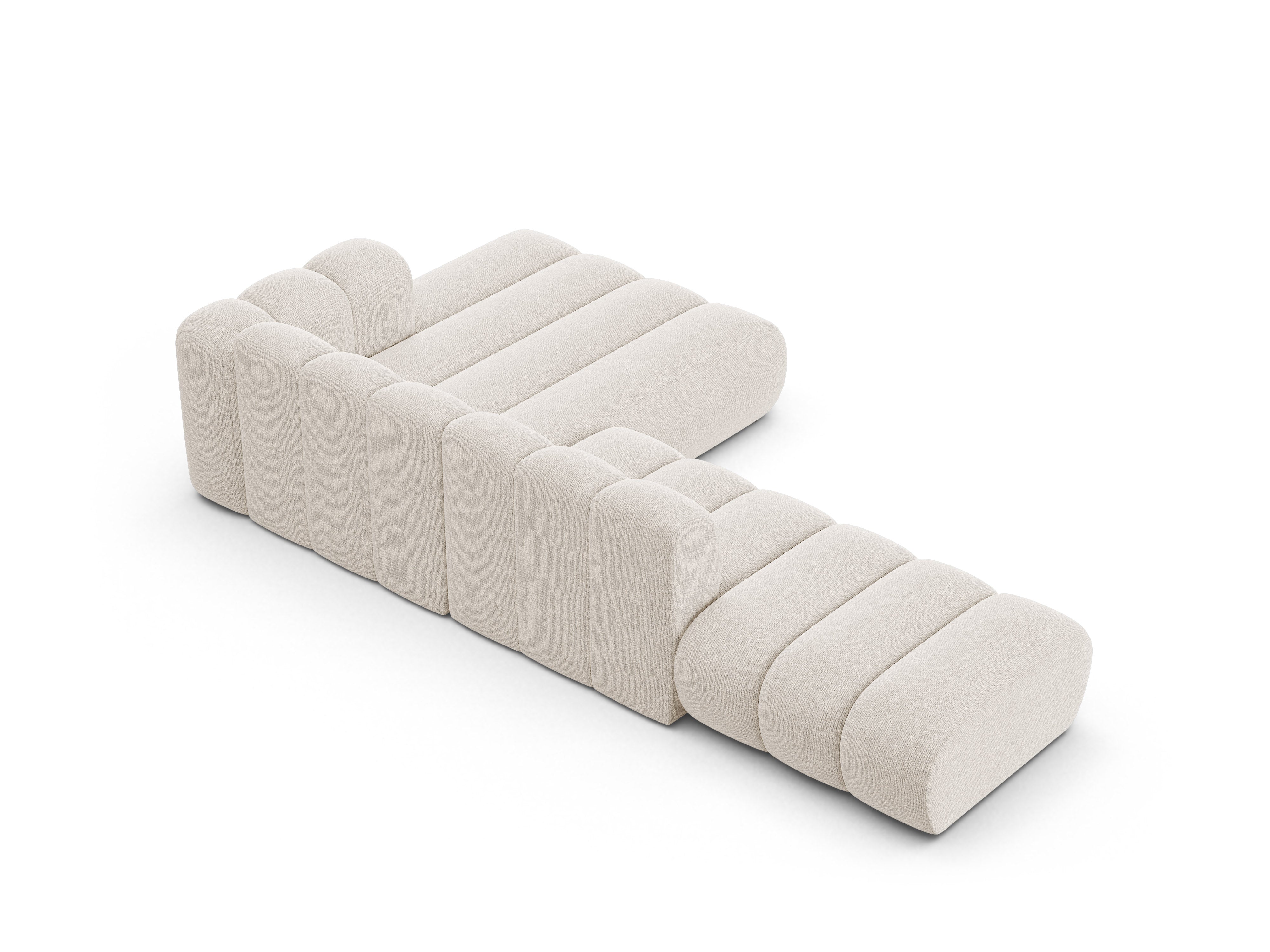 Right-facing 5-seater Corner Sofa LUPINE in light beige chenille
