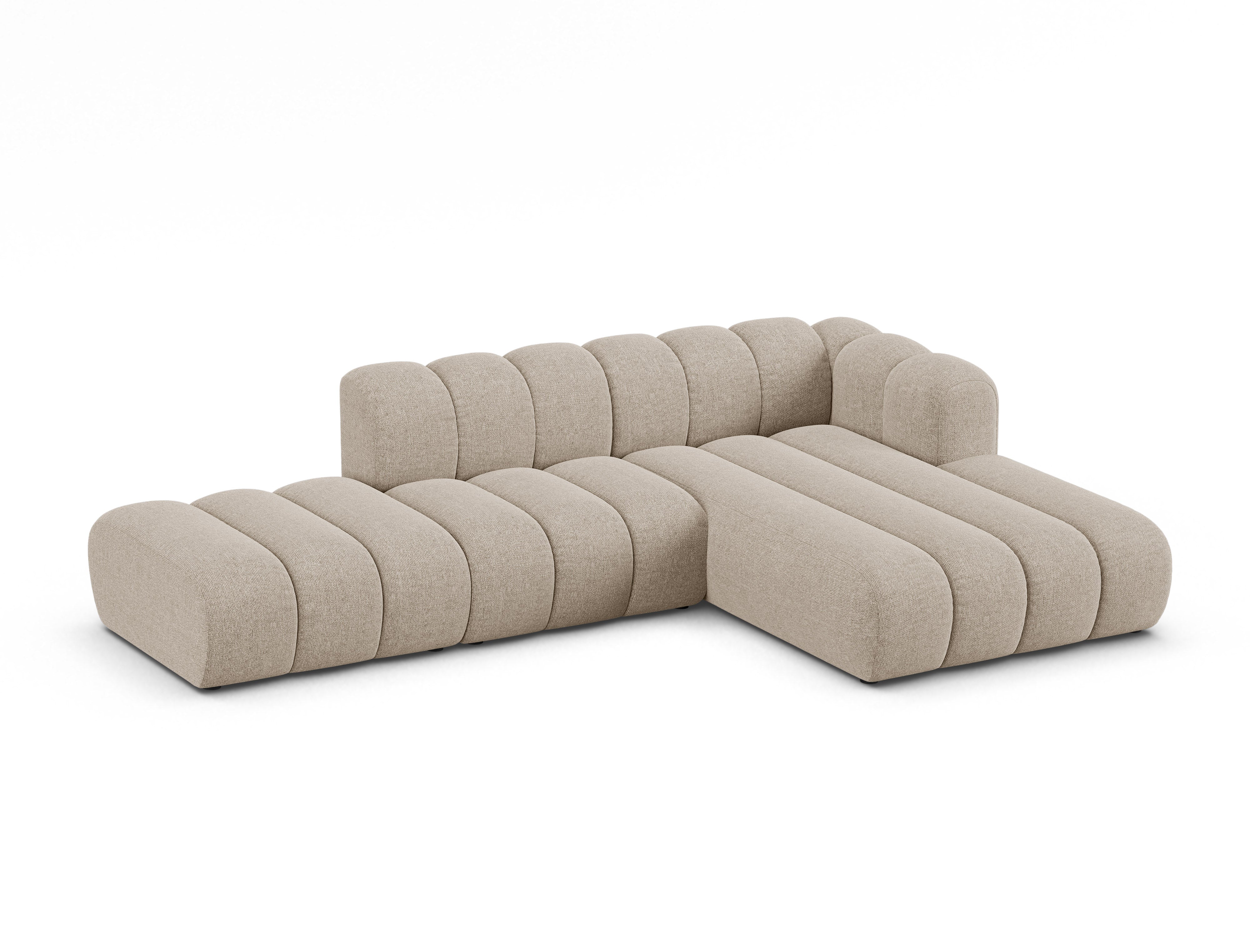 5-seater right-facing corner sofa LUPINE beige chenille