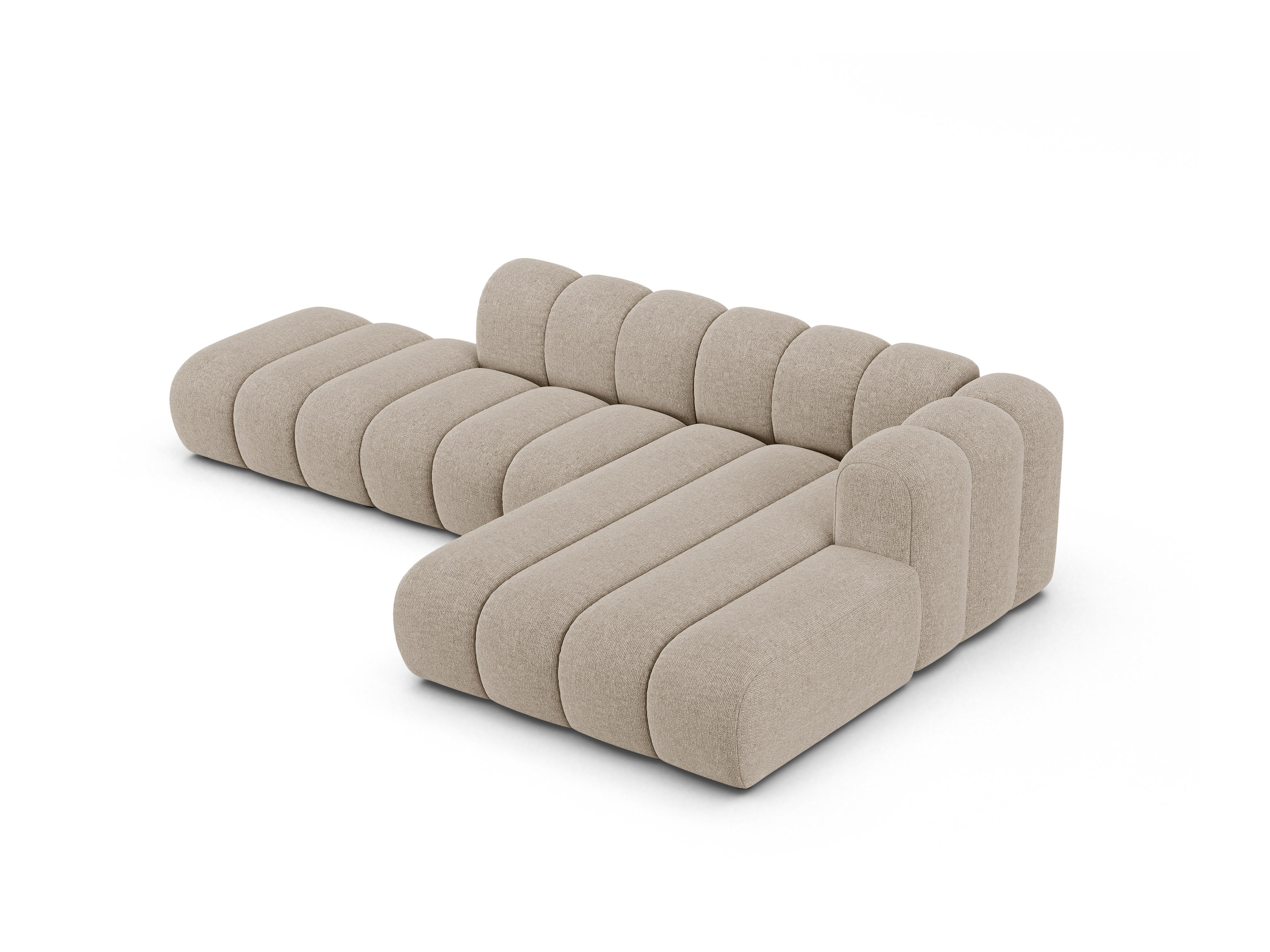 5-seater right-facing corner sofa LUPINE beige chenille