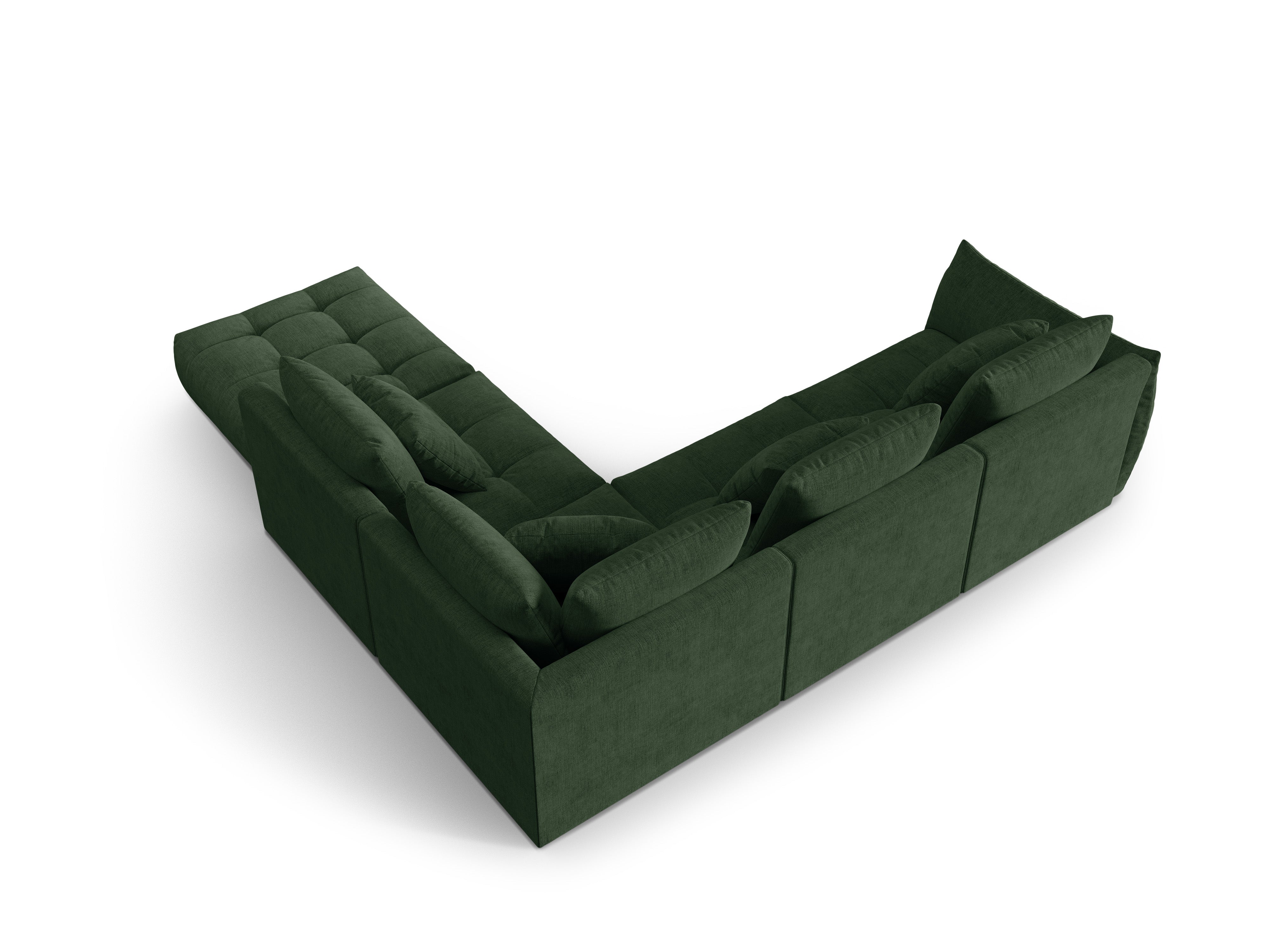 4-seater right-facing modular corner sofa BLOOM green chenille