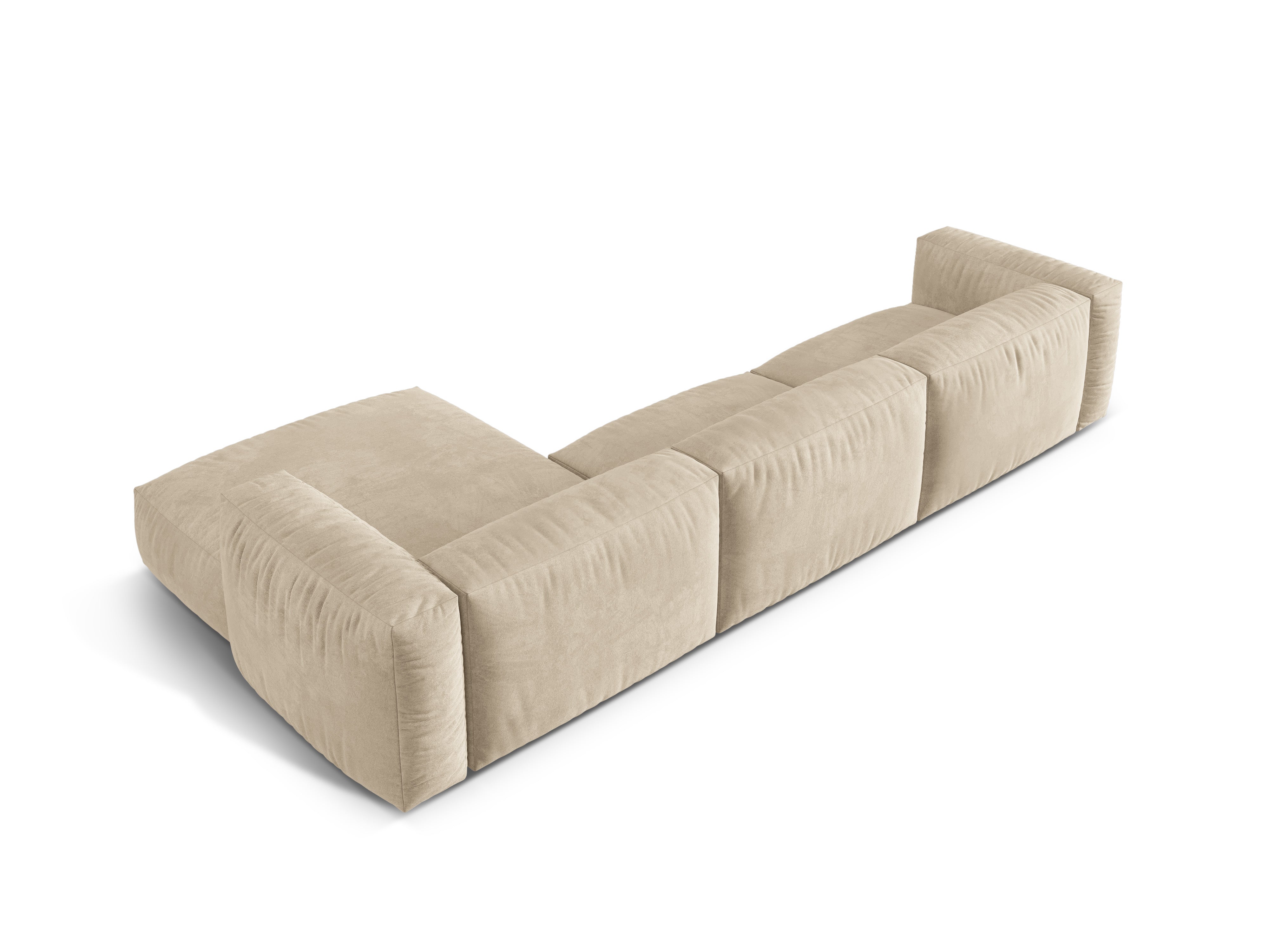 Right-sided corner velvet 3-seater Martin light beige