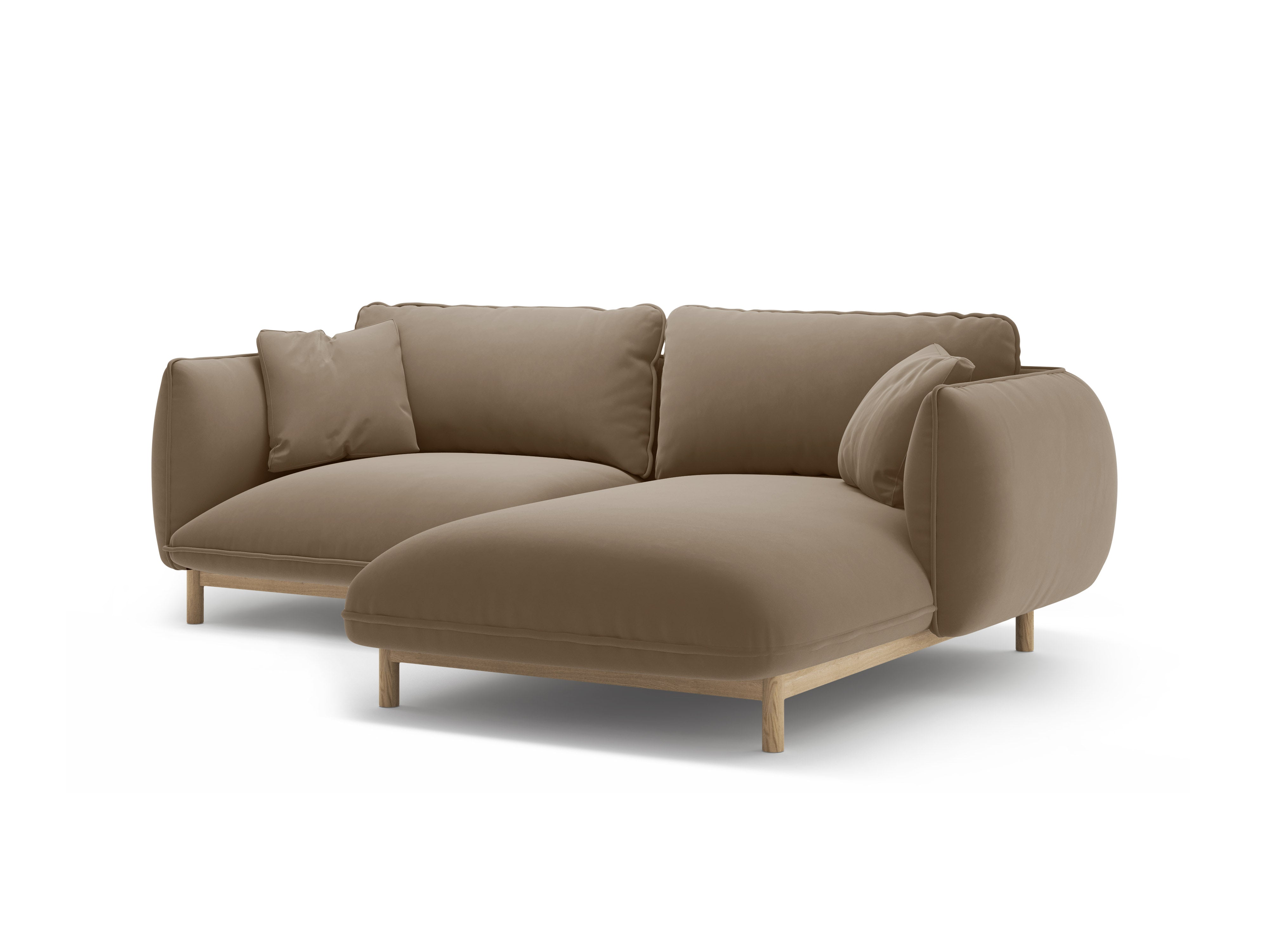 Right-facing velvet corner sofa ADA light brown