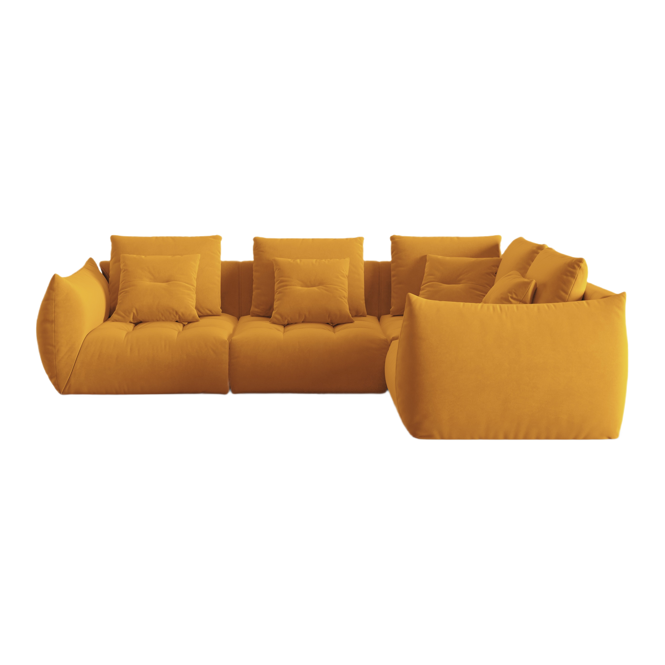 Modulový sametový rohový gauč pre 3 osoby pravý BLOOM žltý