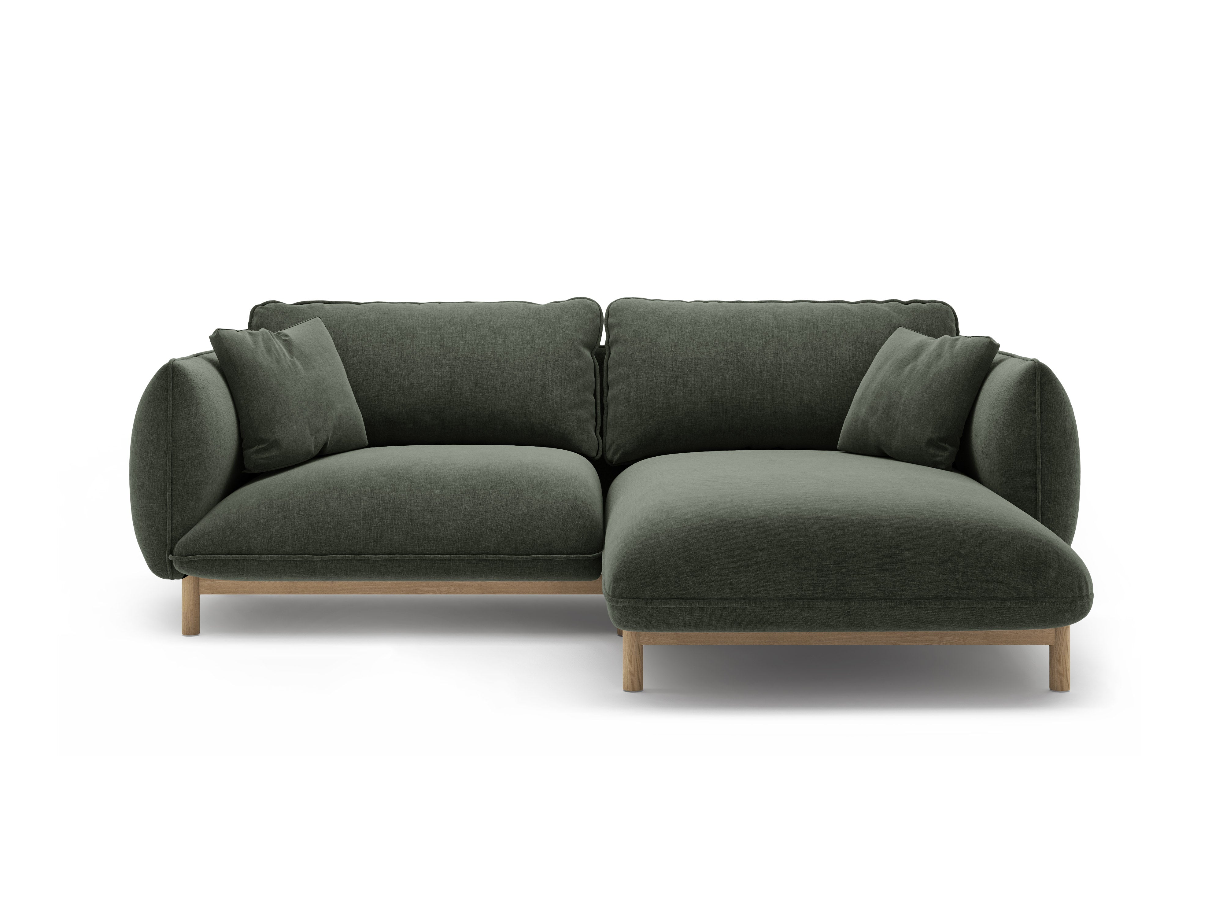 Right-sided corner sofa ADA green chenille