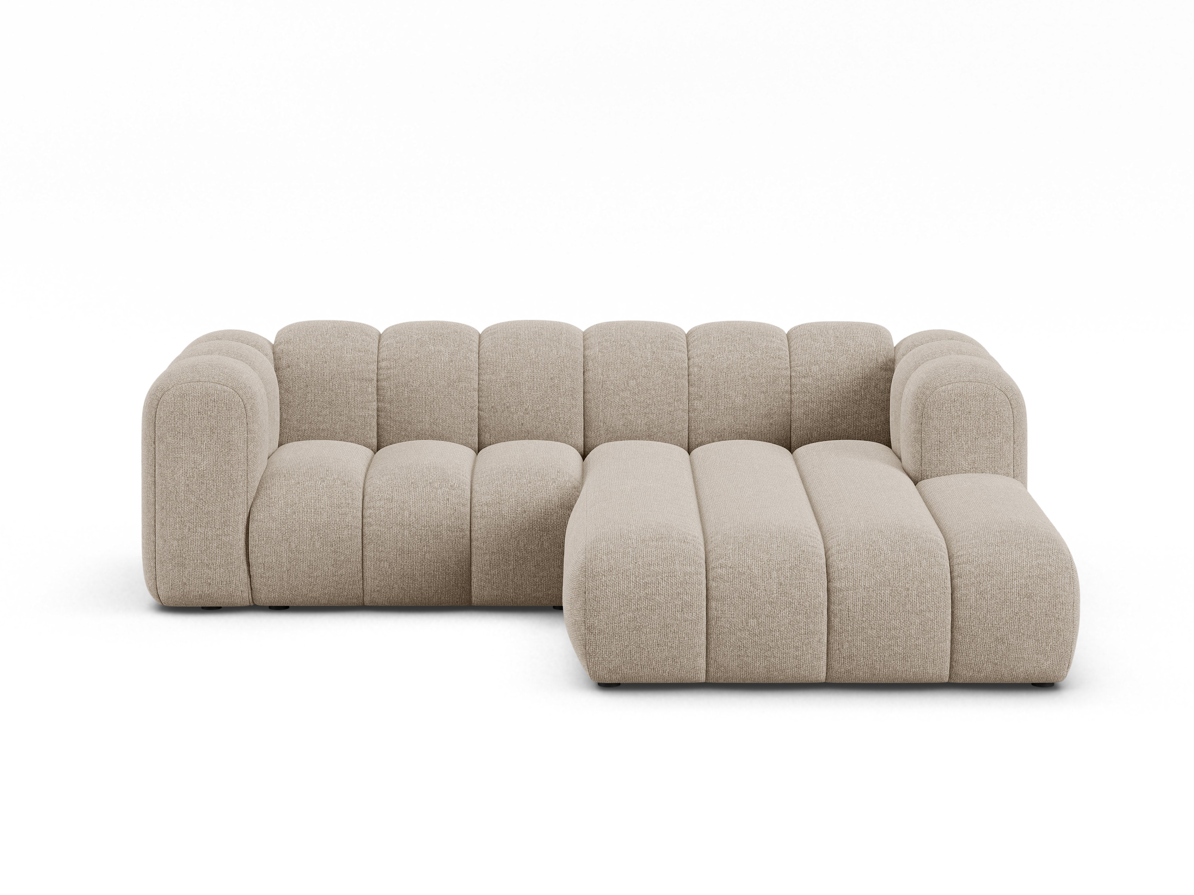 Right-facing 3-seater corner sofa LUPINE beige chenille