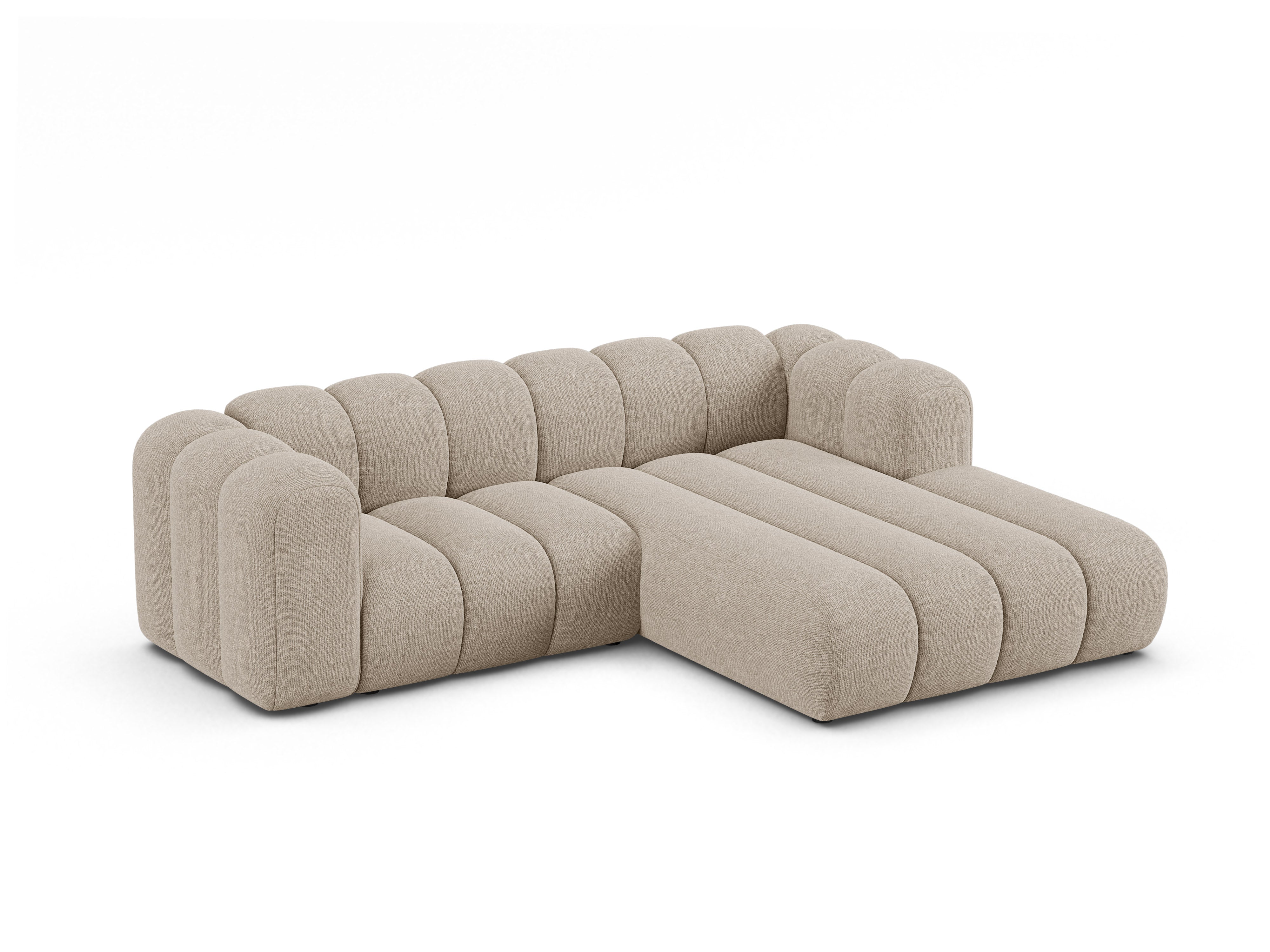 Right-facing 3-seater corner sofa LUPINE beige chenille