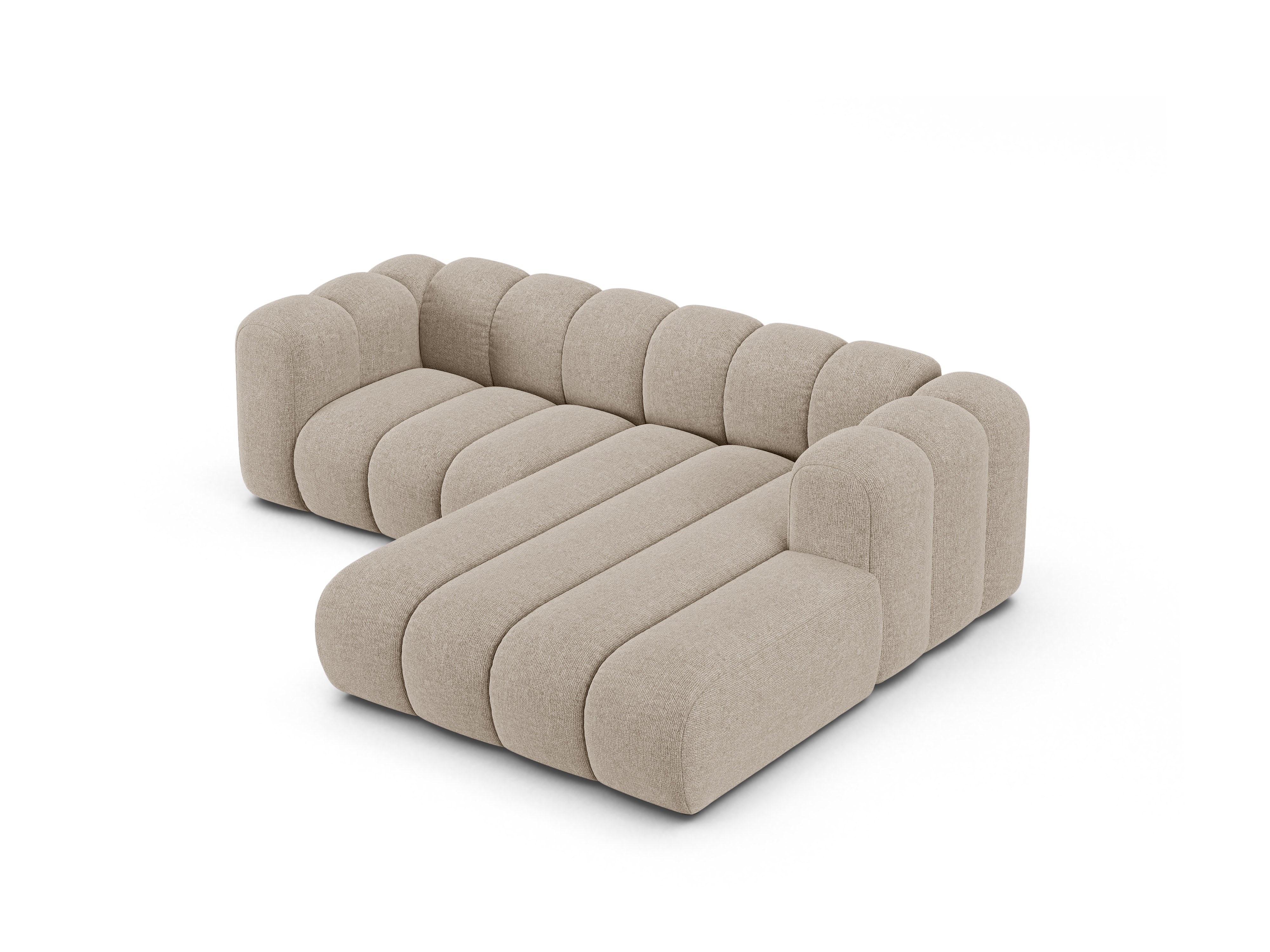 Right-facing 3-seater corner sofa LUPINE beige chenille