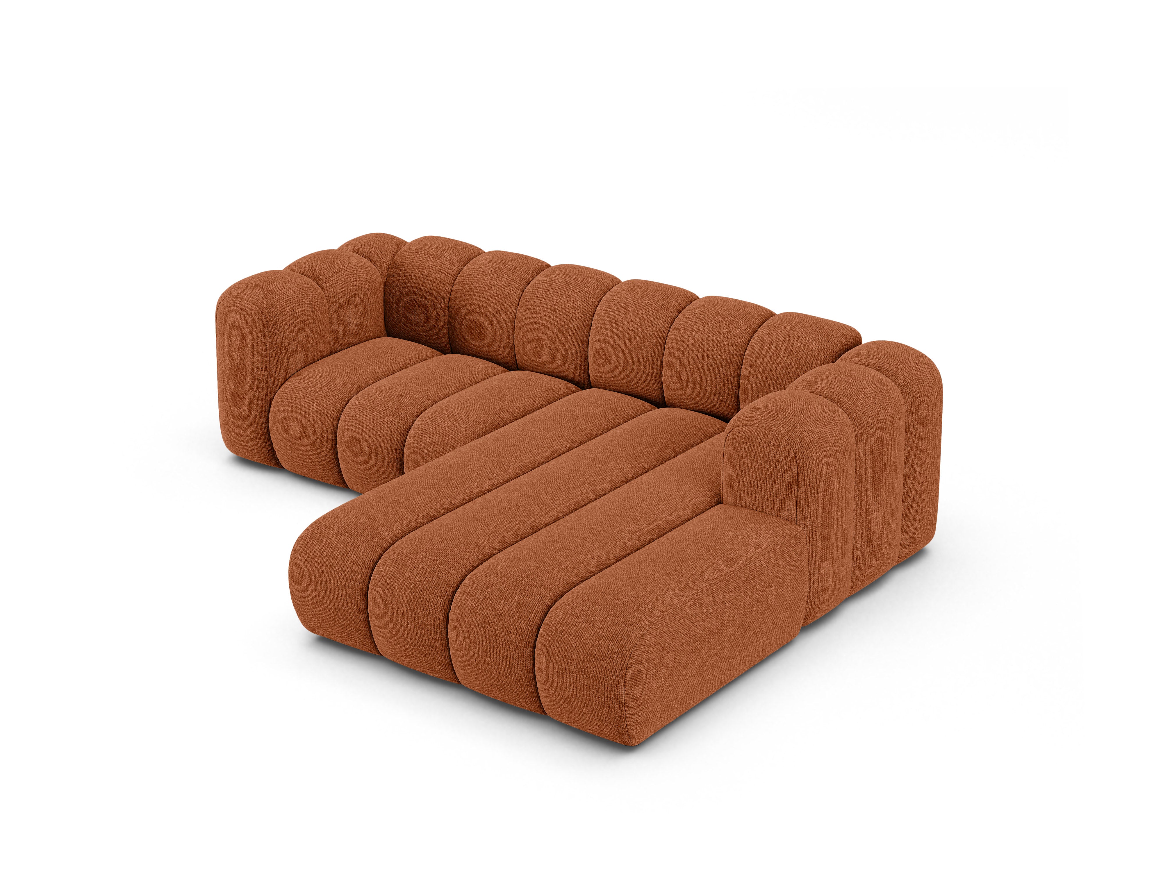 Right-facing 3-seater Corner Sofa LUPINE brick chenille