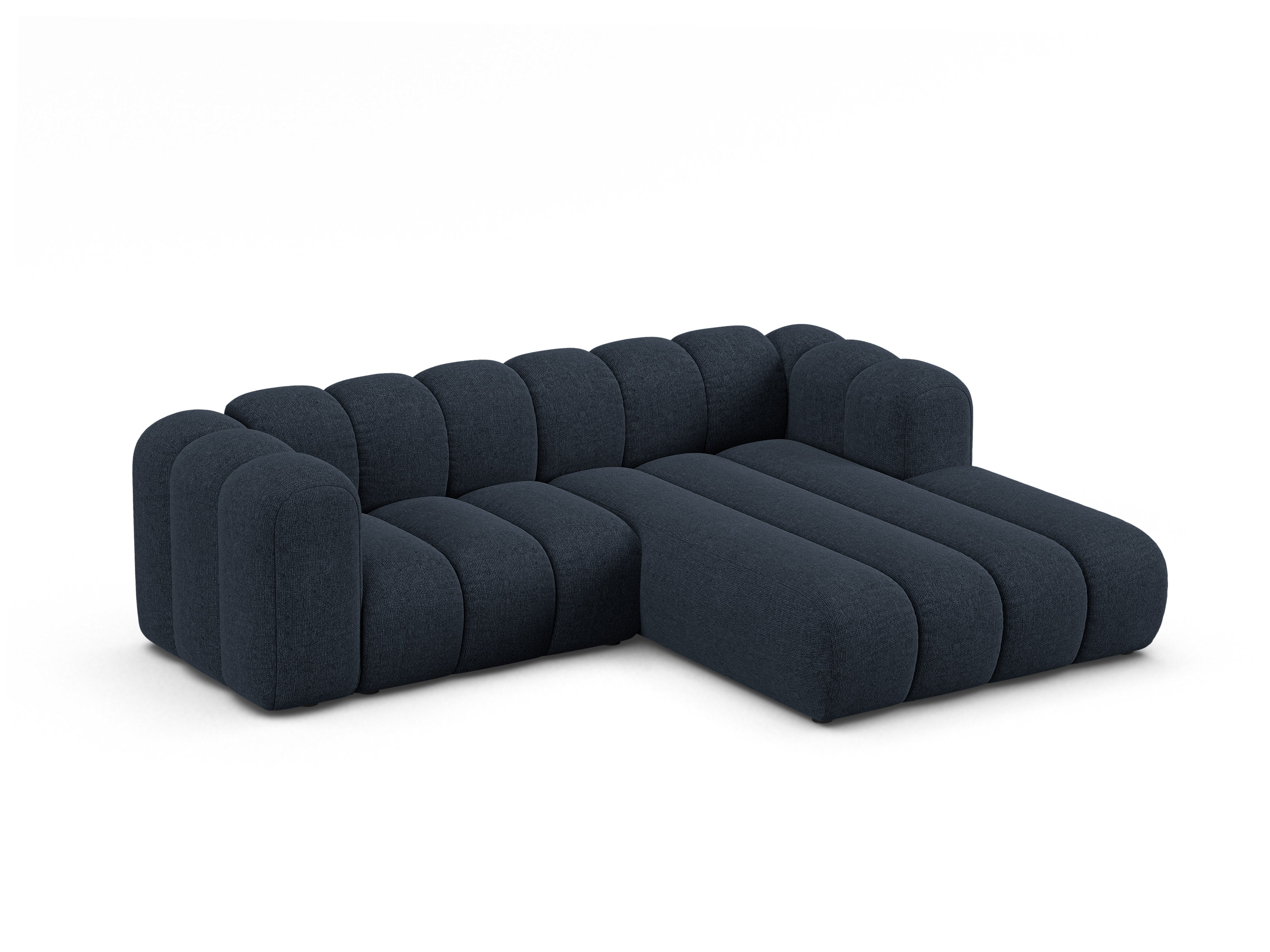 Right-facing 3-seater corner sofa LUPINE navy chenille