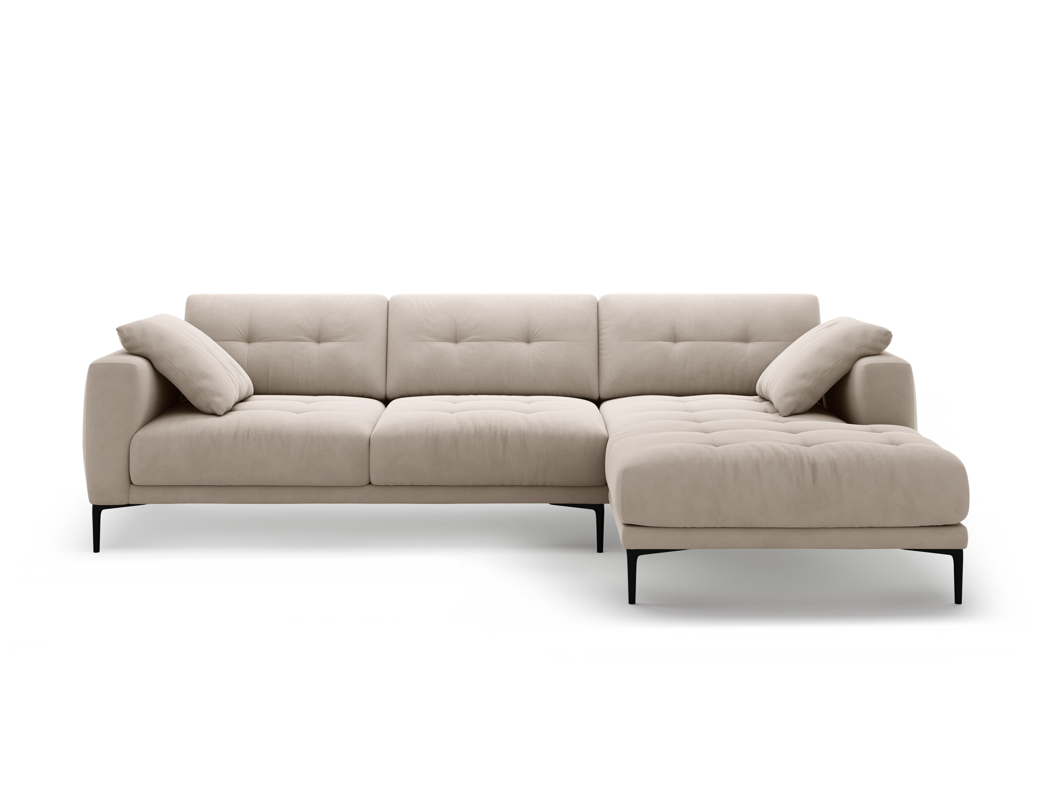 Right-facing velvet corner sofa BEMY beige