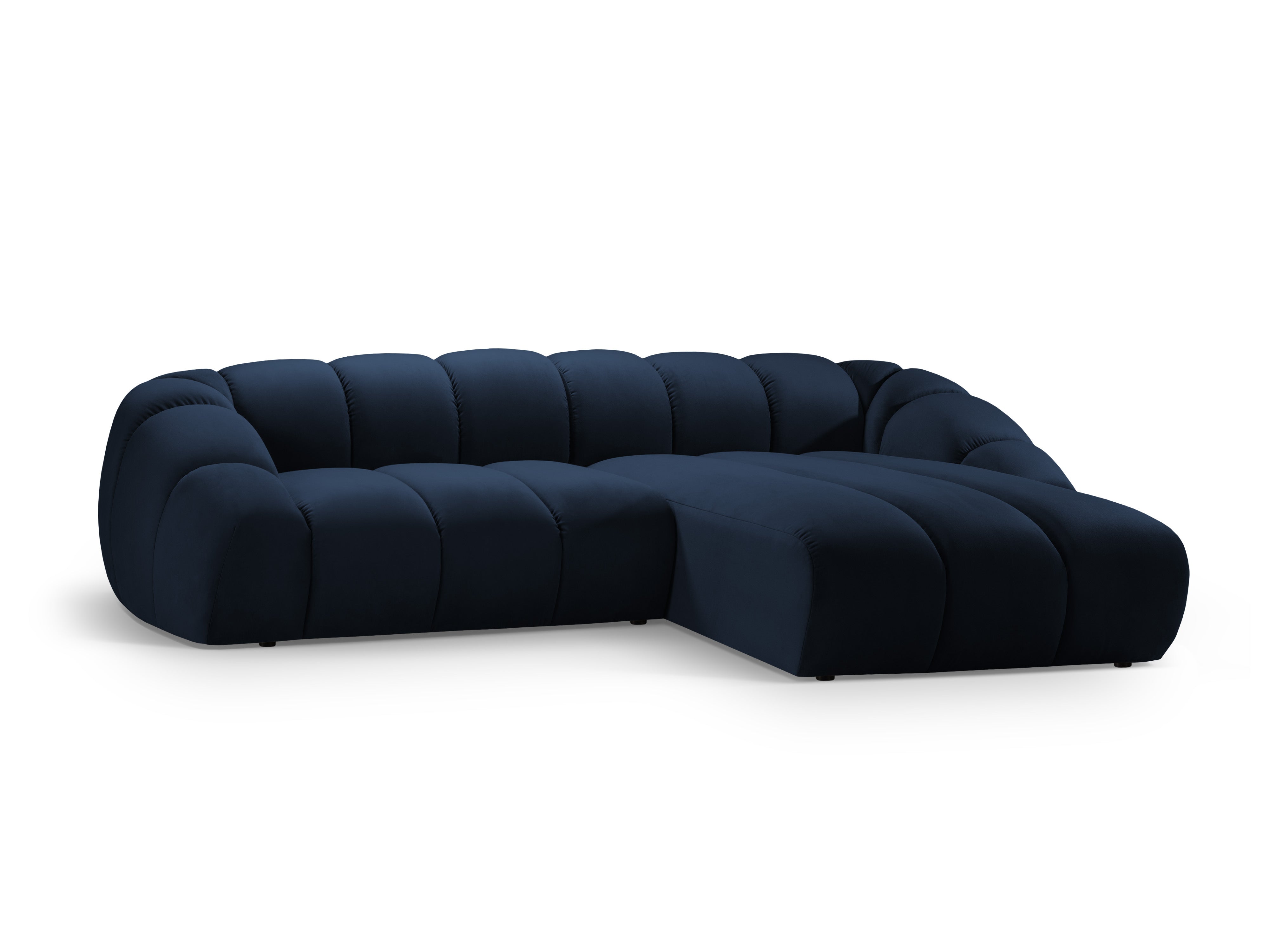 Velvet corner sofa for 4 people right-facing DIANA royal blue