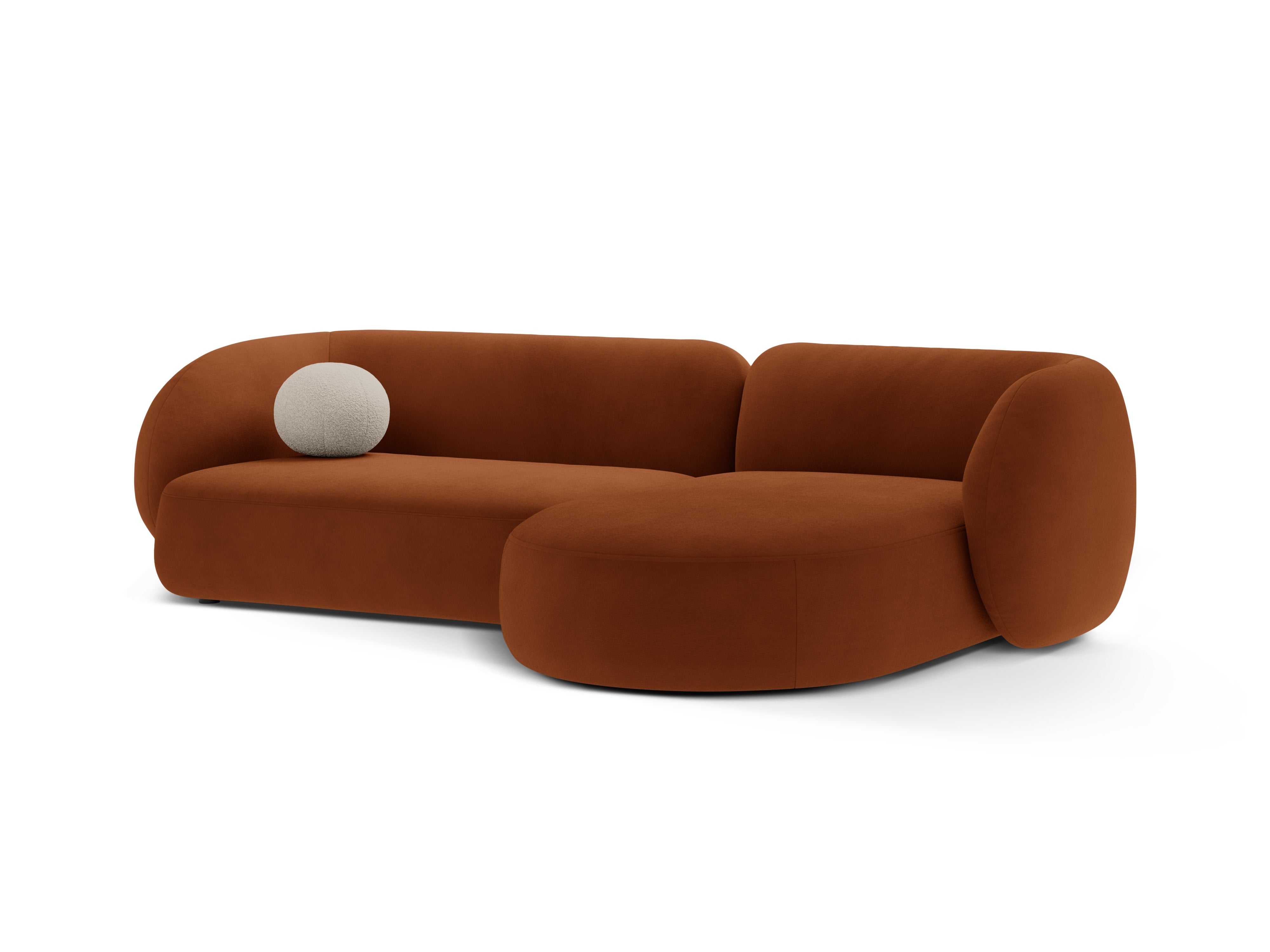 Narożnik aksamitny prawostronny 3-osobowy KATE terracotta – Micadoni