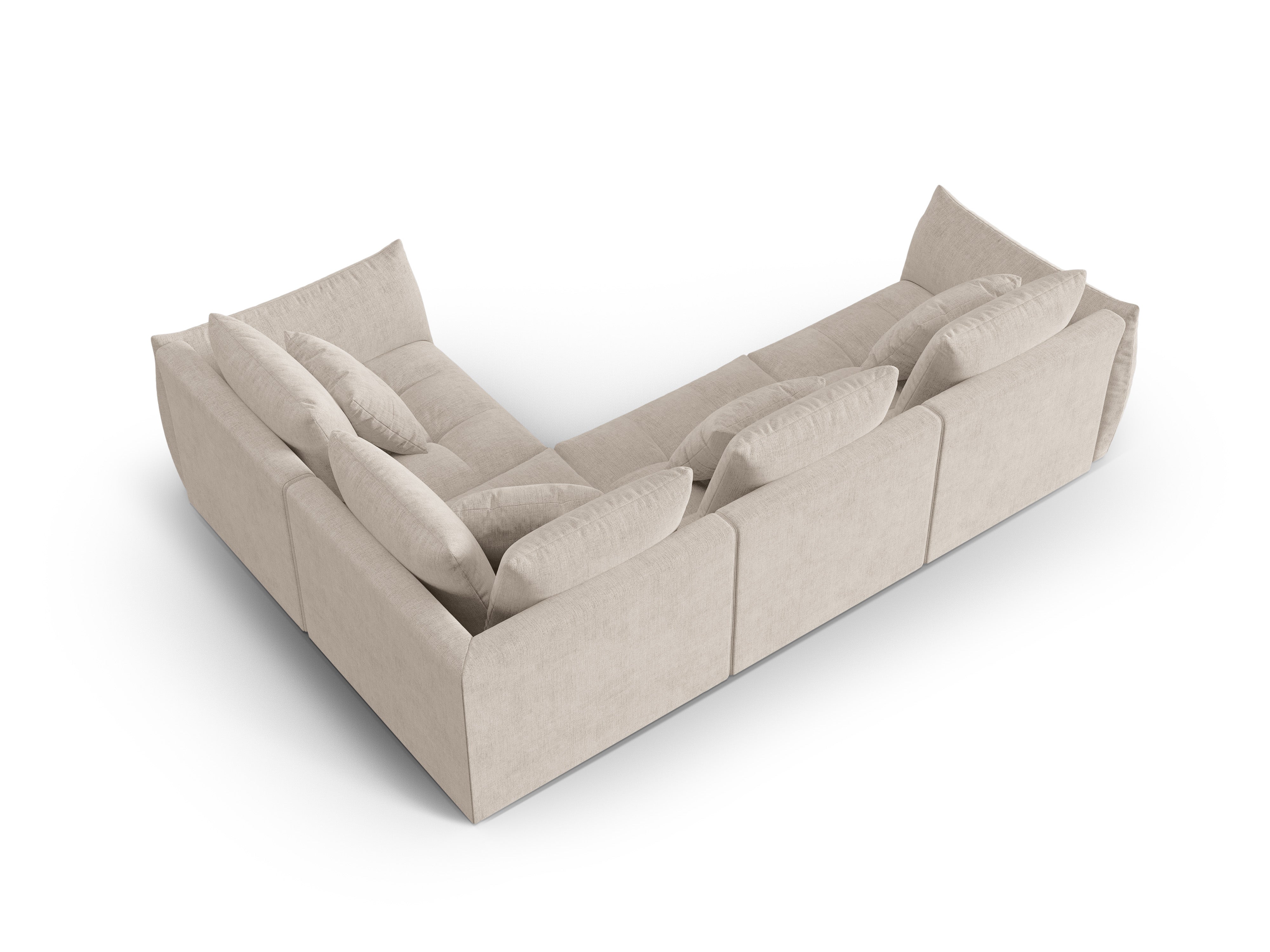 Right-facing 3-seater modular corner sofa BLOOM dark beige chenille