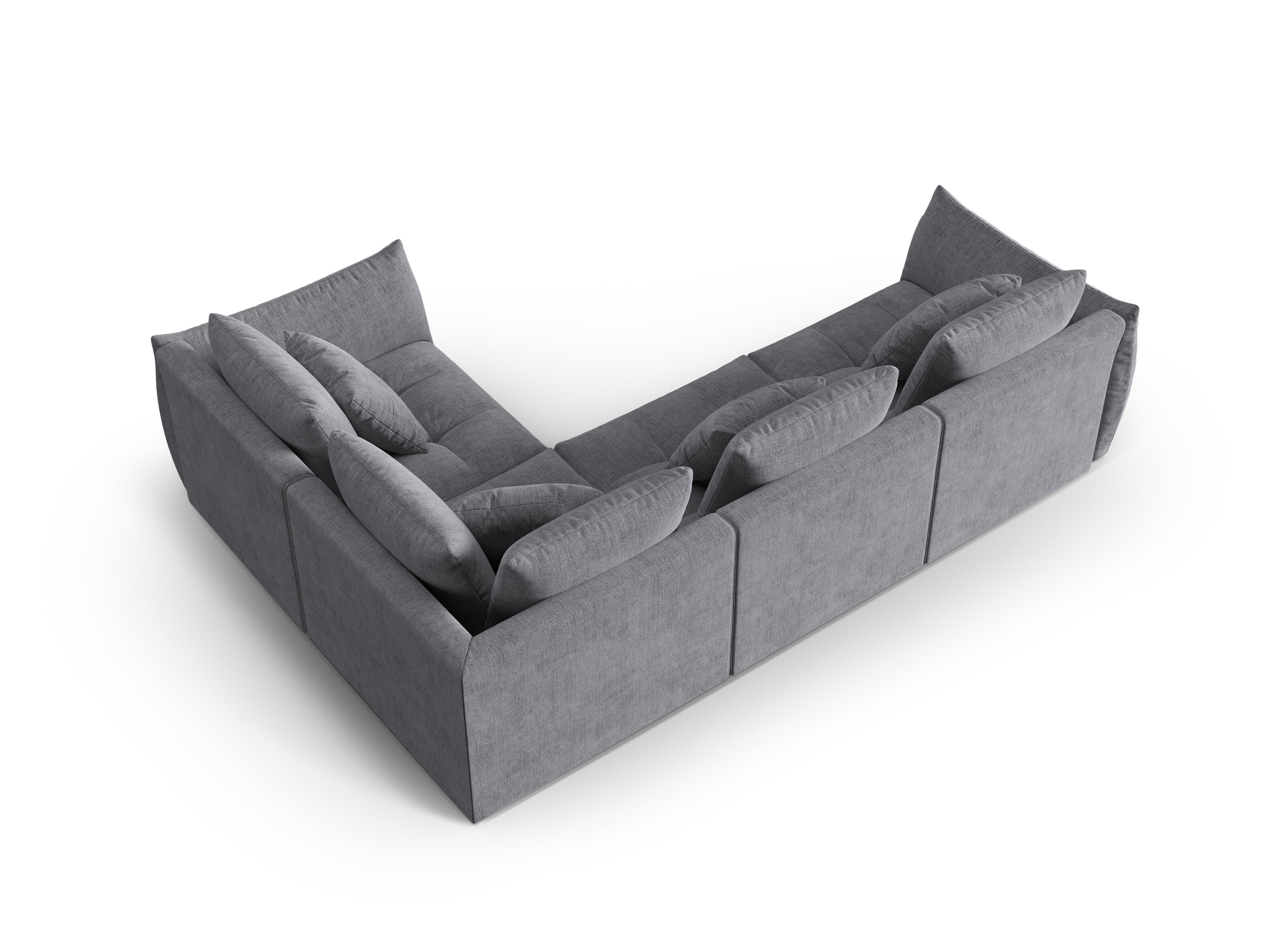 Right-facing 3-seater modular corner sofa BLOOM gray chenille