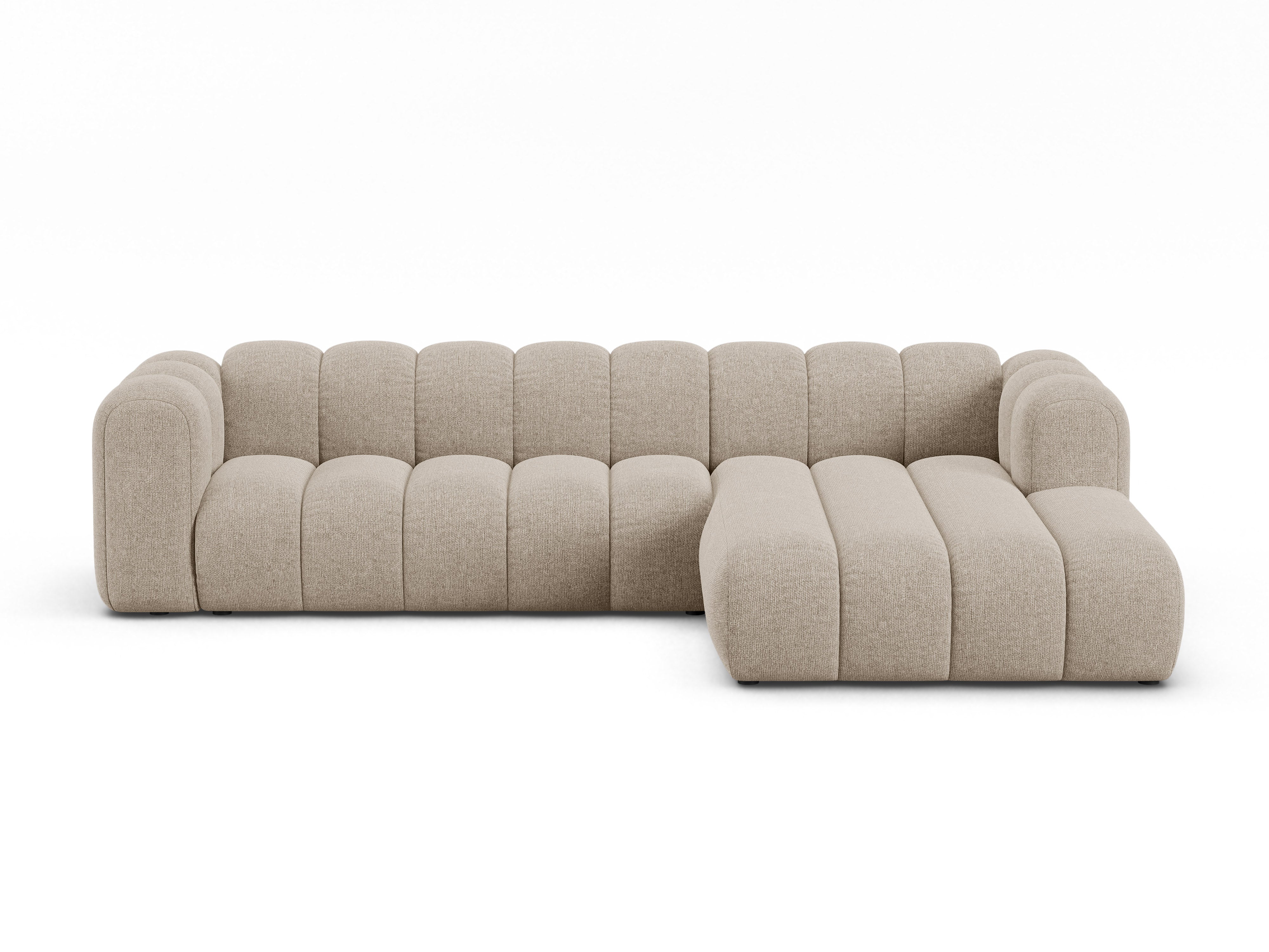 Right-facing 4-seater corner sofa LUPINE beige chenille