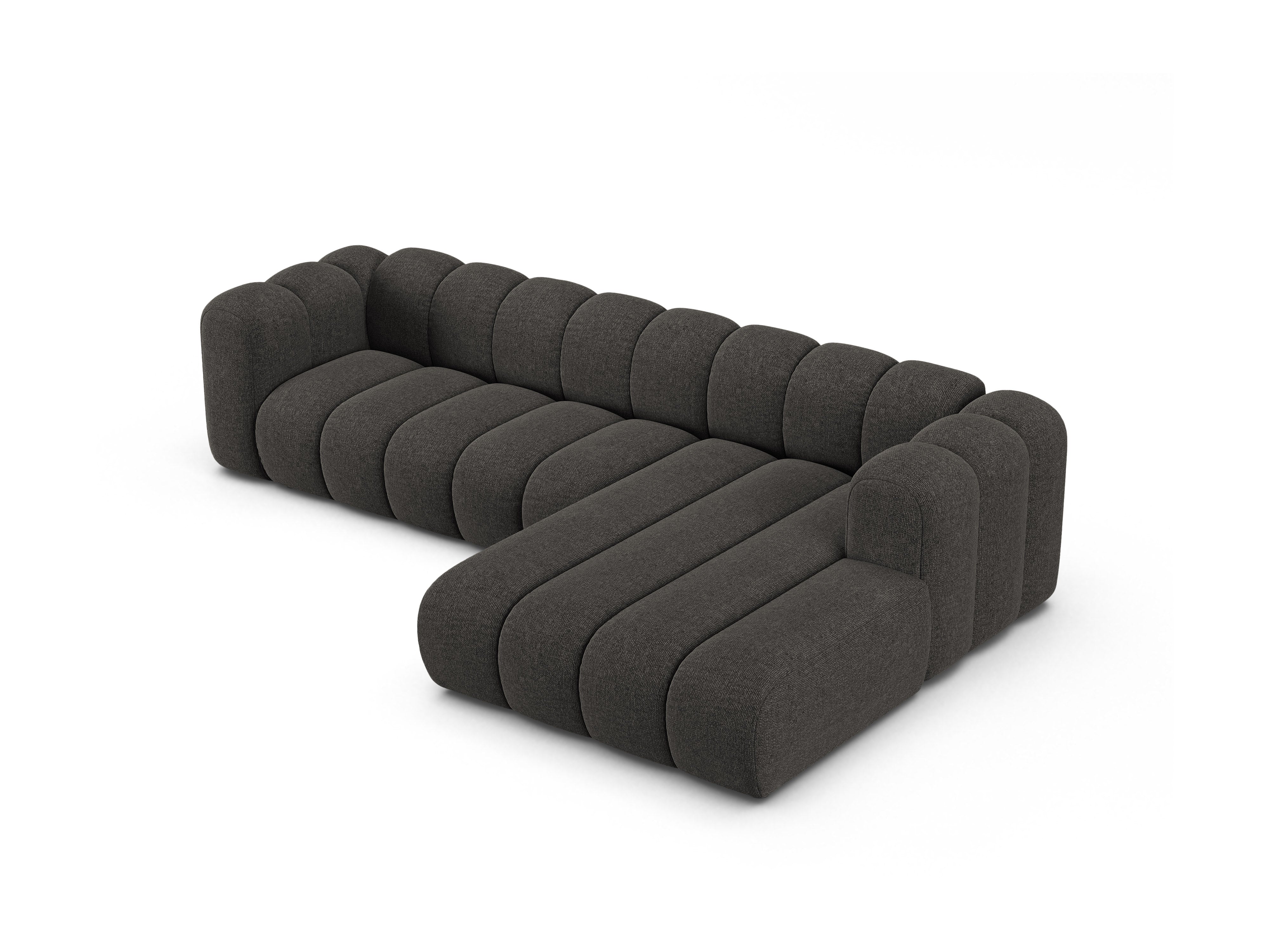 Right-facing 4-seater corner sofa LUPINE gray chenille