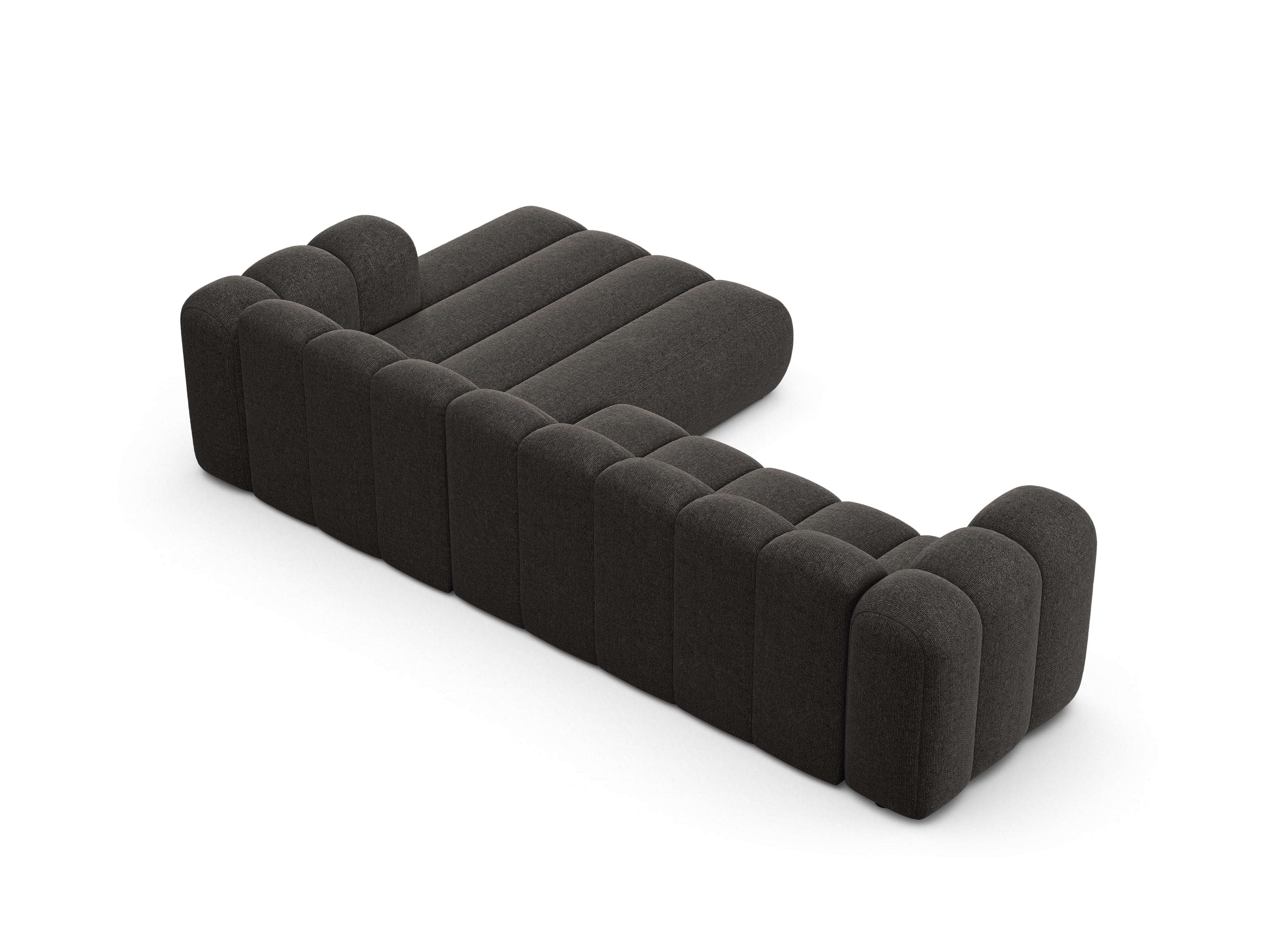Right-facing 4-seater corner sofa LUPINE gray chenille