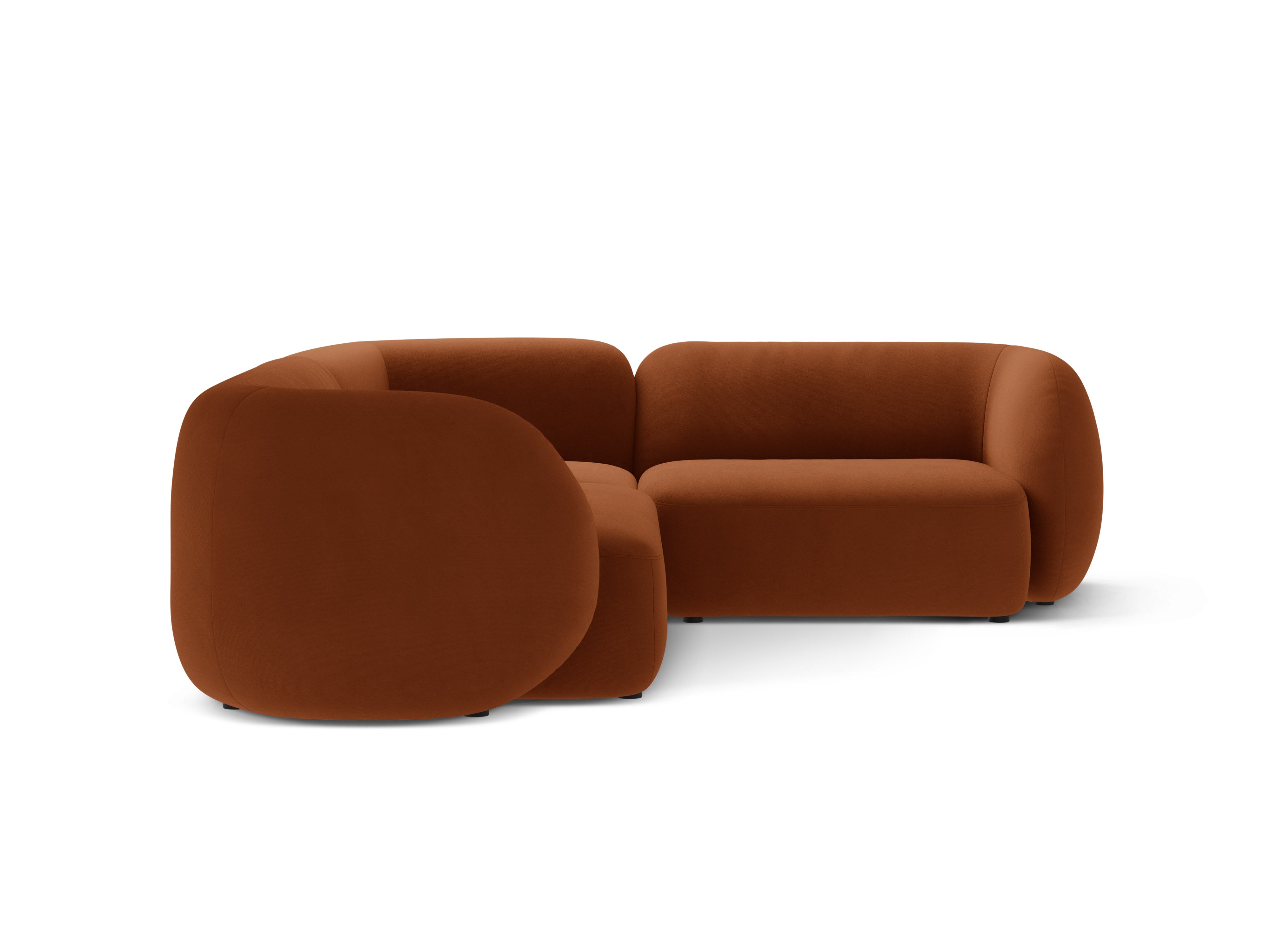 Narożnik aksamitny prawostronny 4-osobowy KATE terracotta – Micadoni