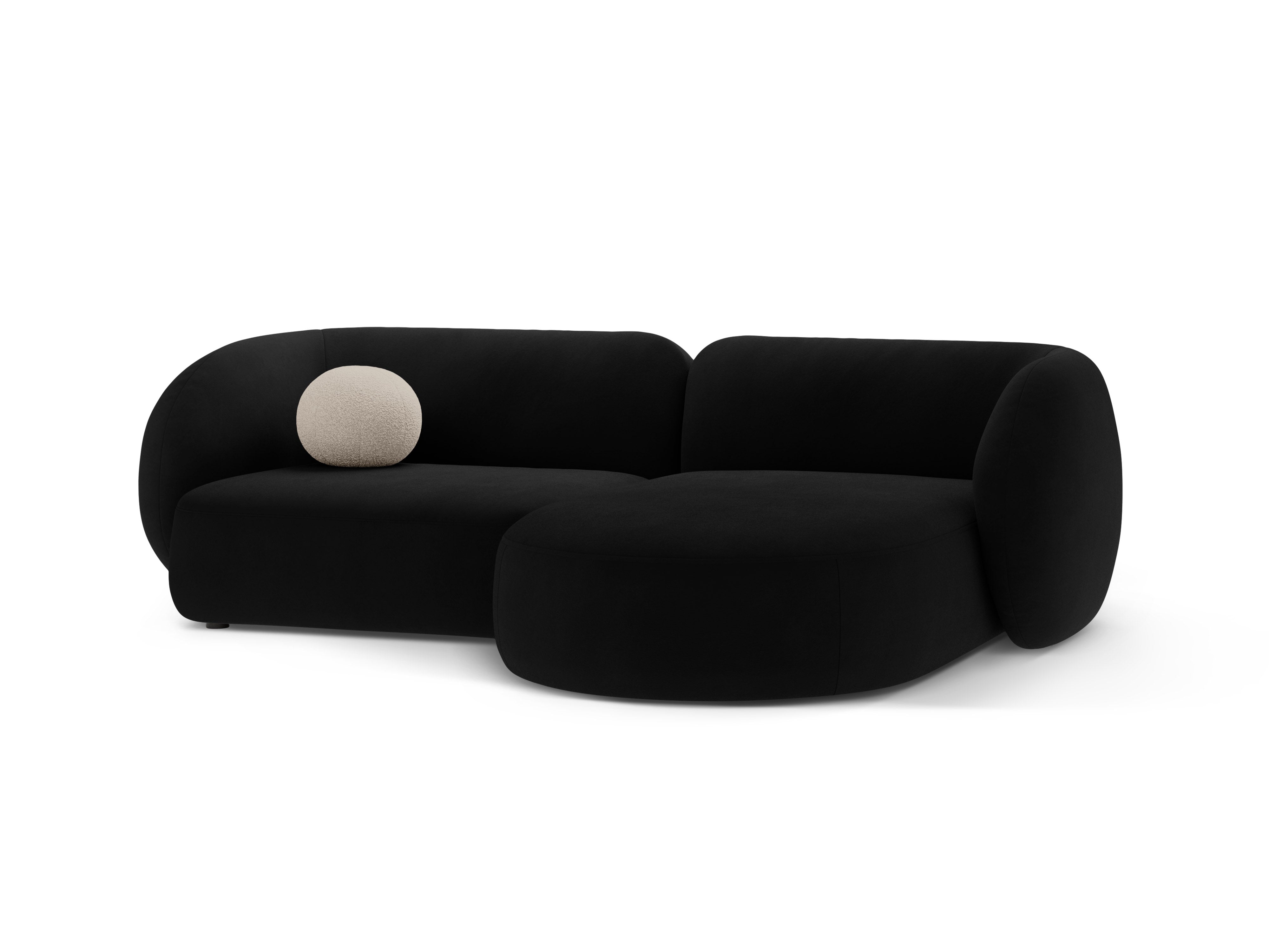 Black Right-Hand Velvet Corner Sofa for Two - KATE