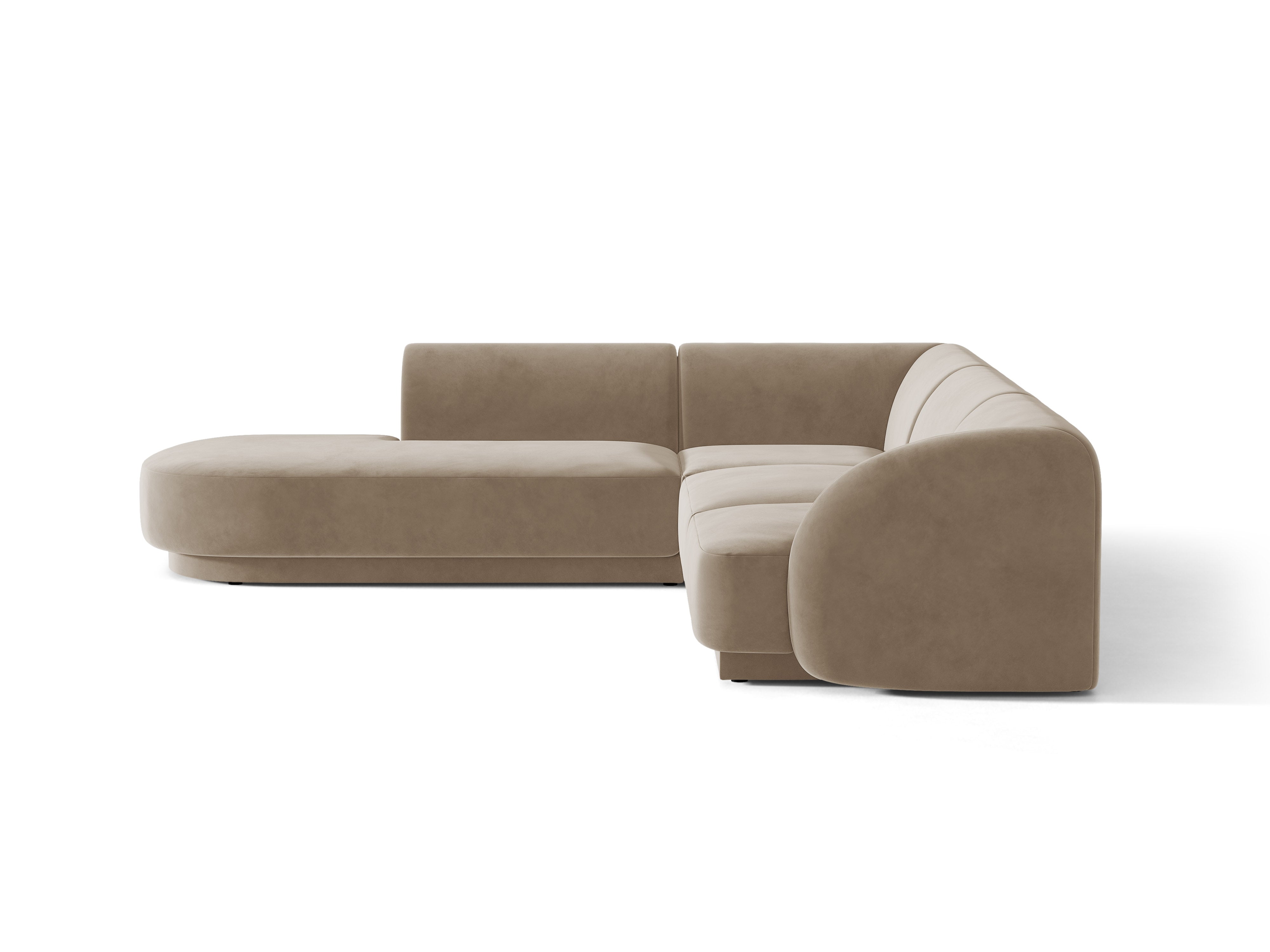 Narożnik aksamitny 6-osobowy lewostronny MILEY cappuccino – sofa narożna