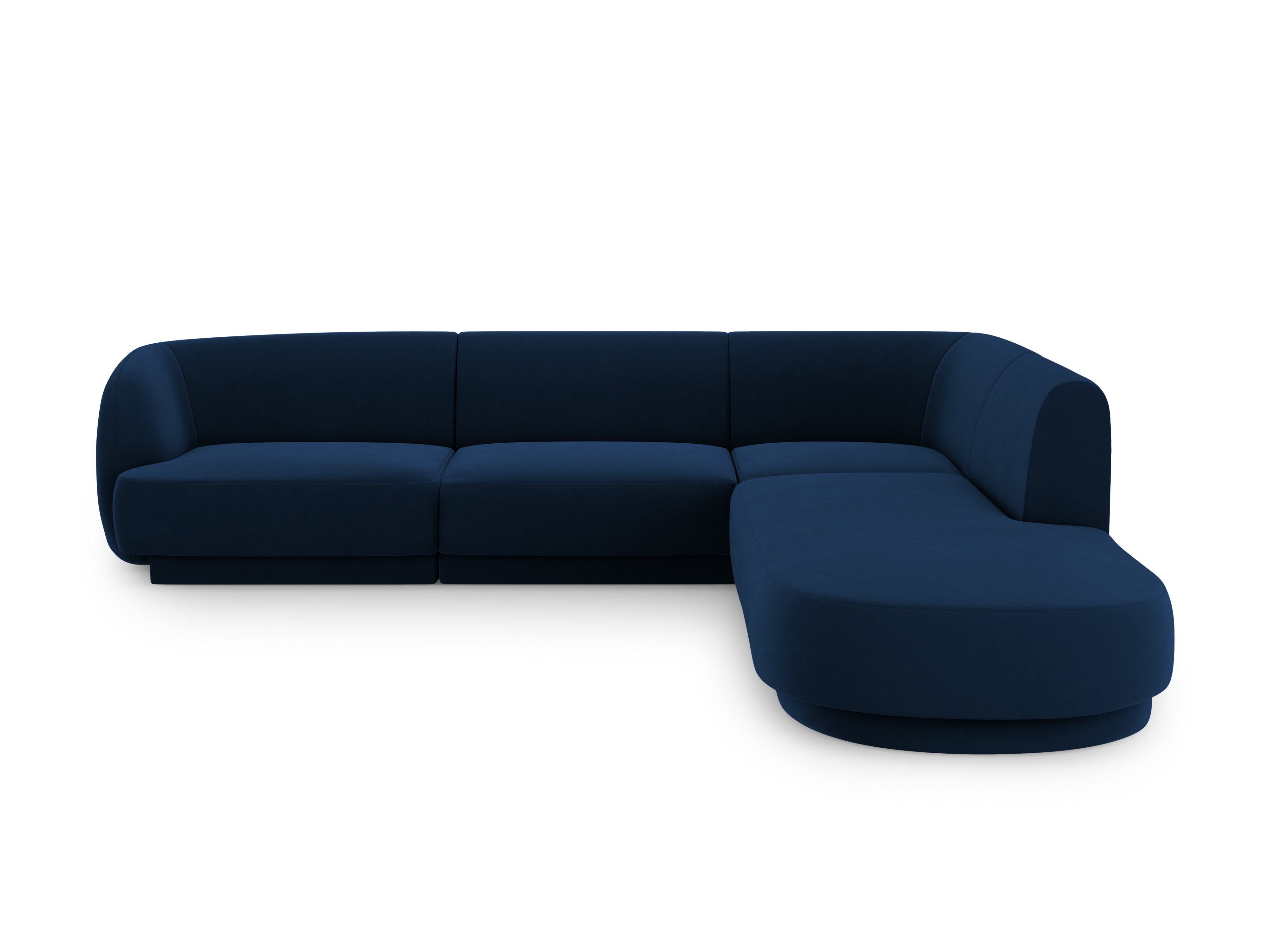 Narożnik aksamitny 6-osobowy prawostronny MILEY granat królewski Micadoni    Eye on Design