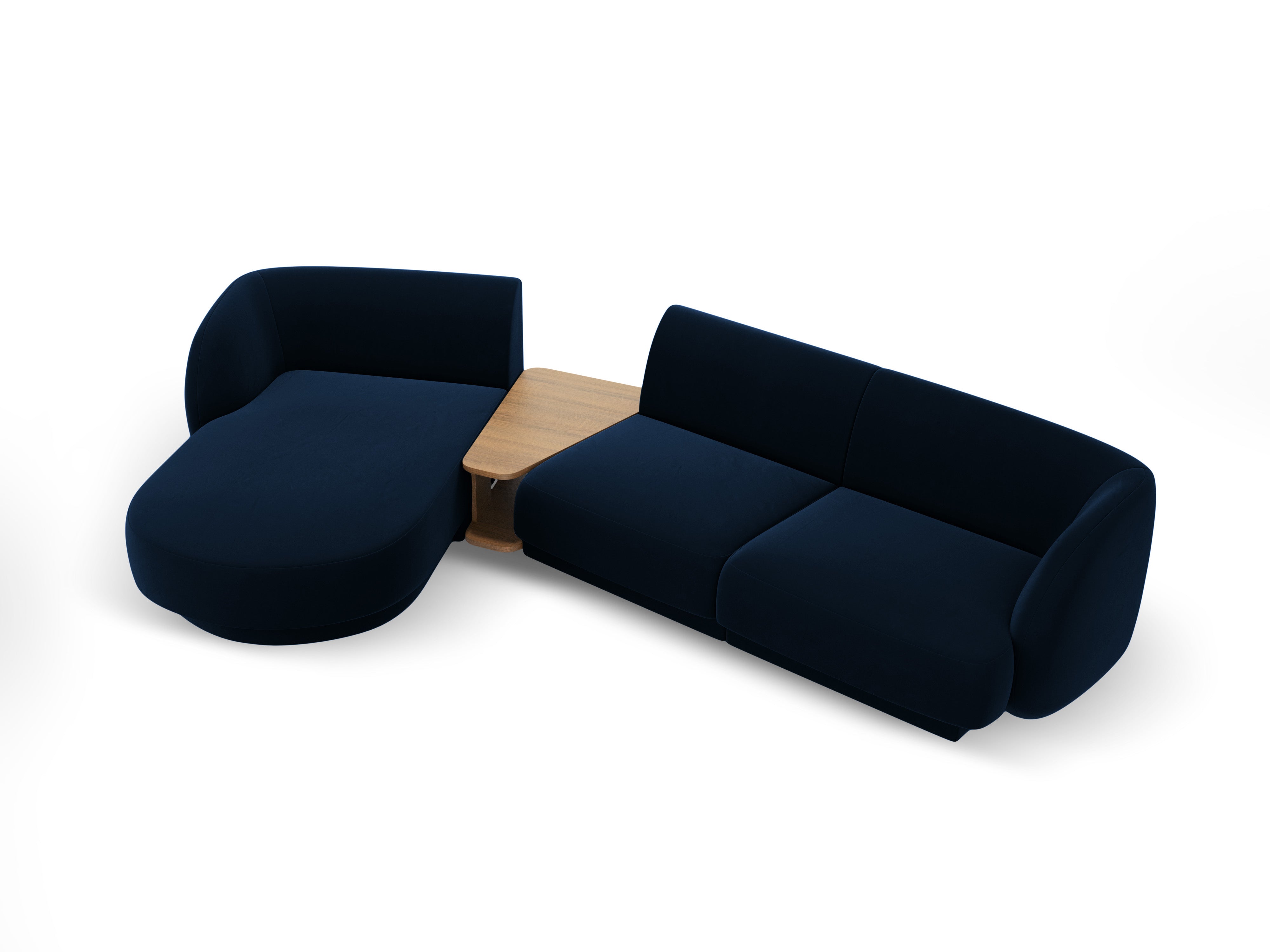 Modular corner sofa with table 3-seater left-sided MILEY royal blue