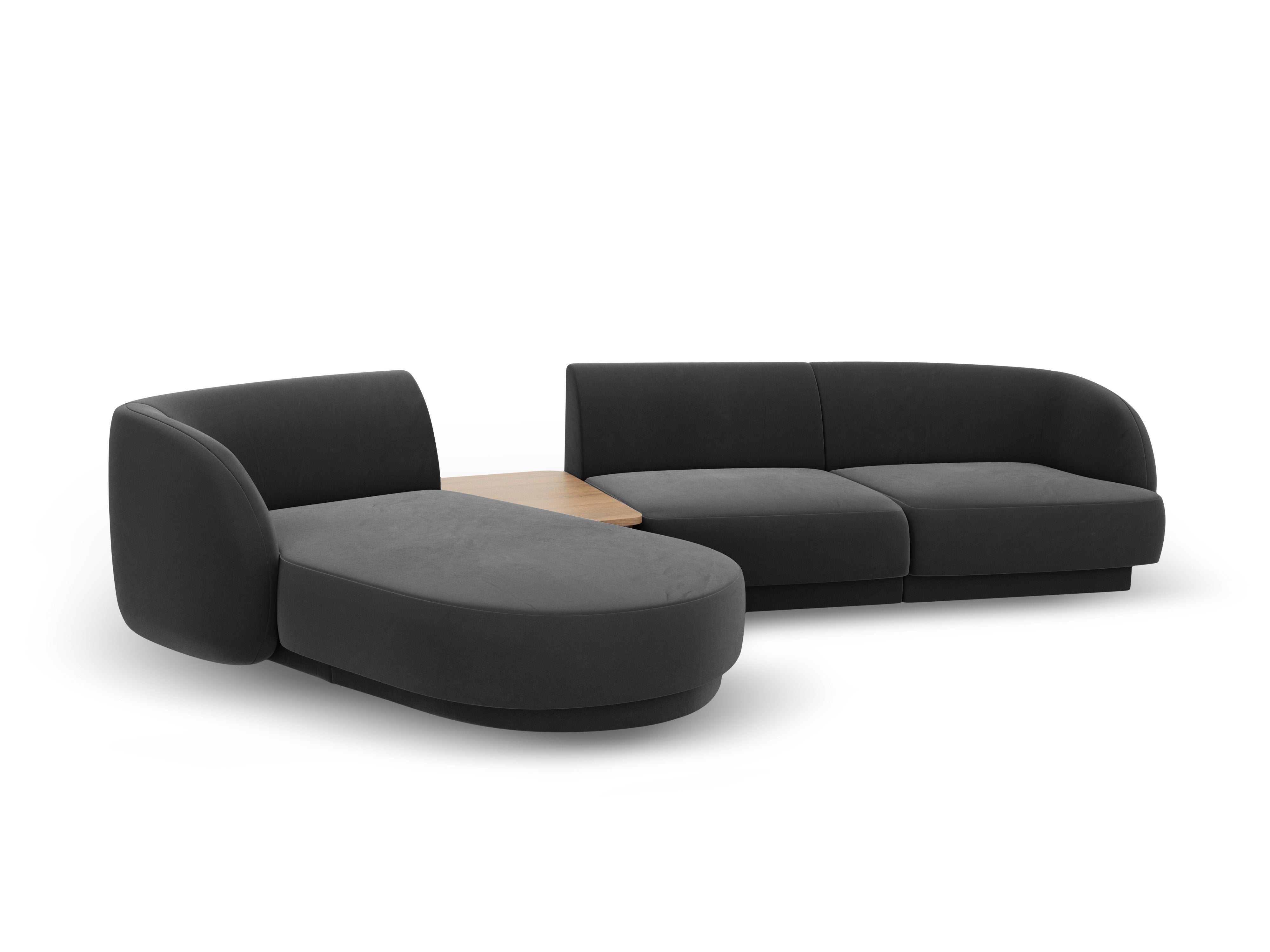 Modular corner sofa with table 3-seater left-sided MILEY gray