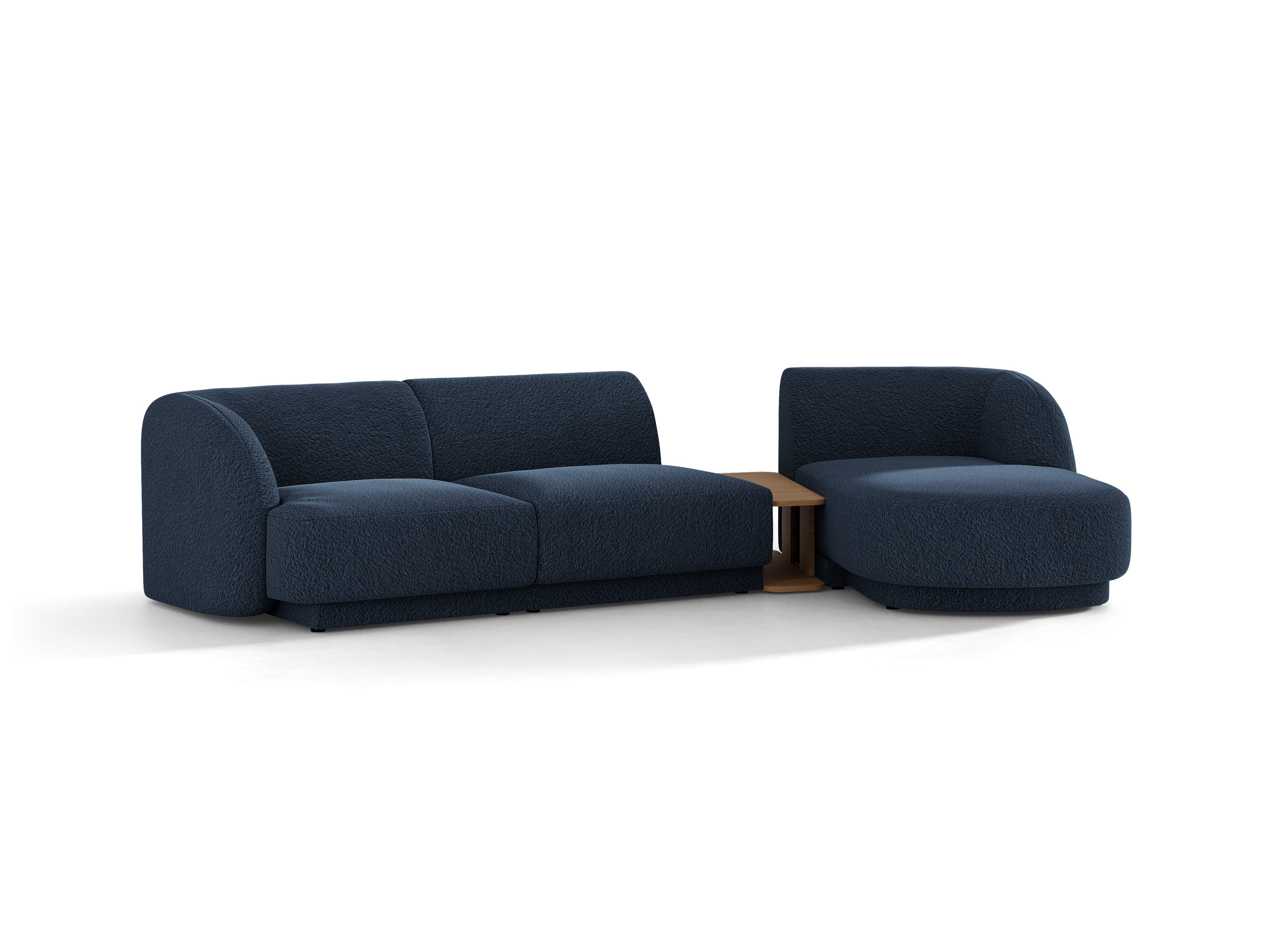 Modulový rohový gauč so stolíkom 3-miestny pravostranný MILEY tmavomodrý boucle