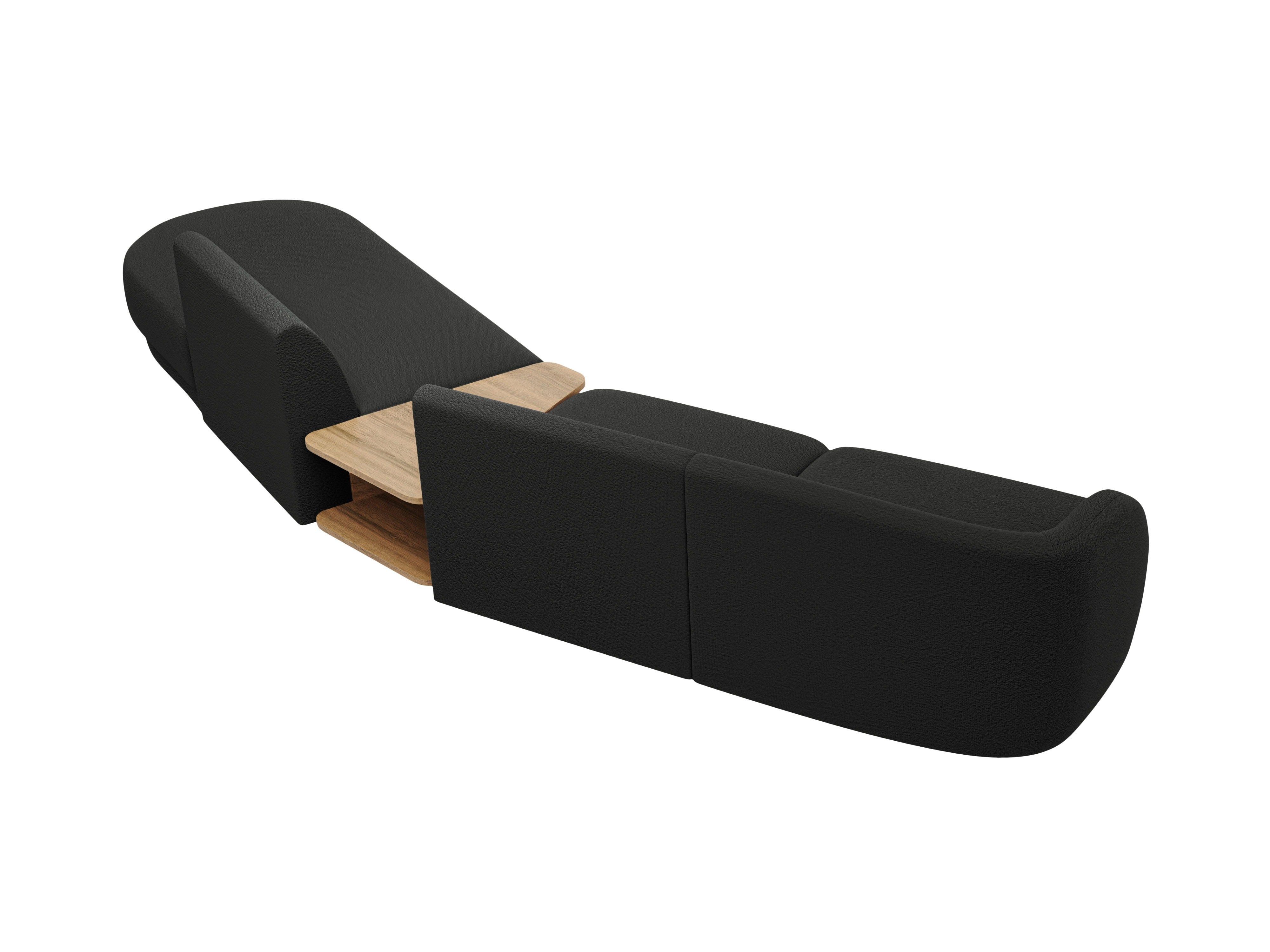 Right-facing modular sofa with table for 4 people MILEY black boucle