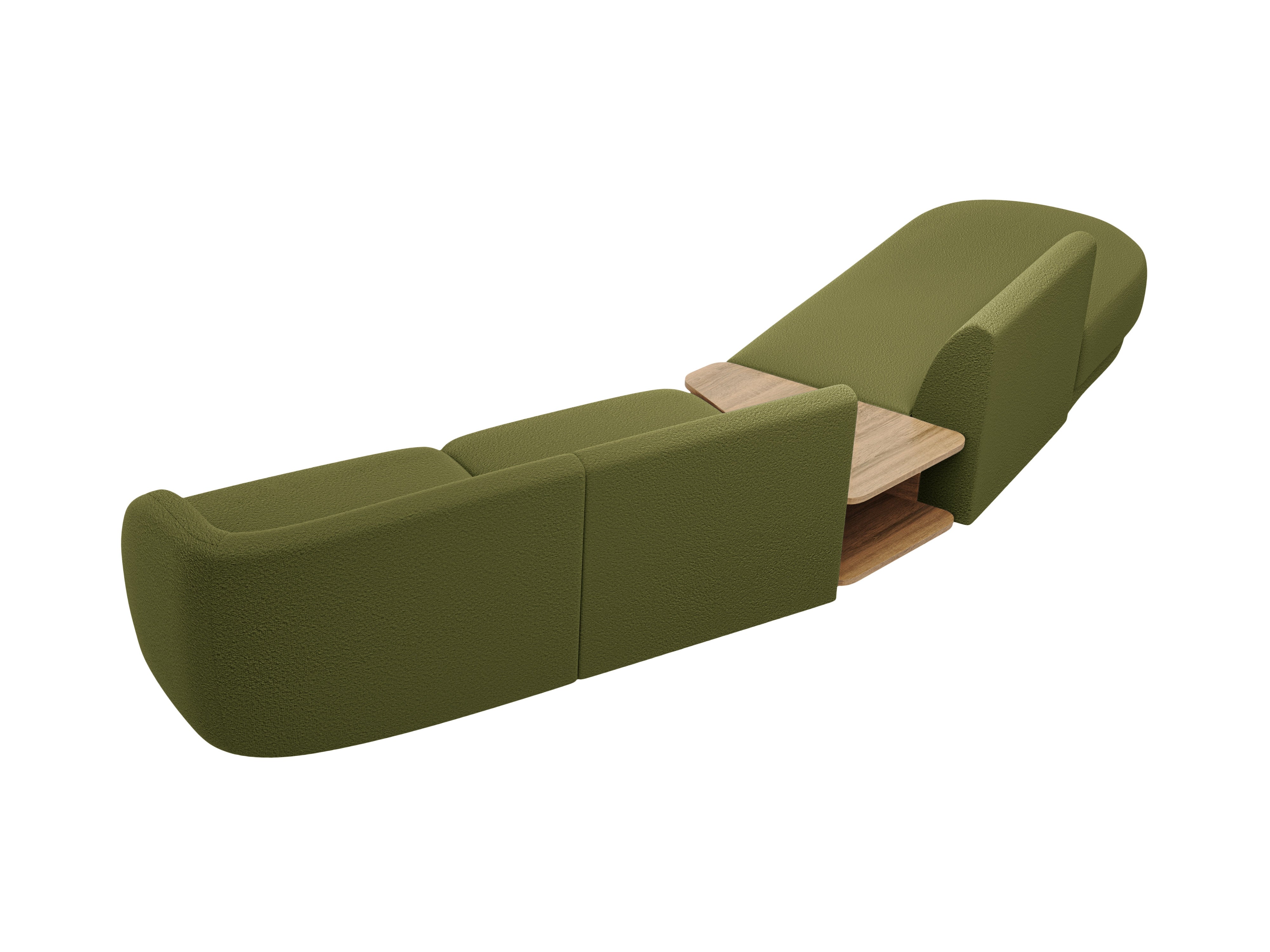 Modulárna pohovka s ľavým rohom so stolíkom pre 4 osoby MILEY zelená boucle