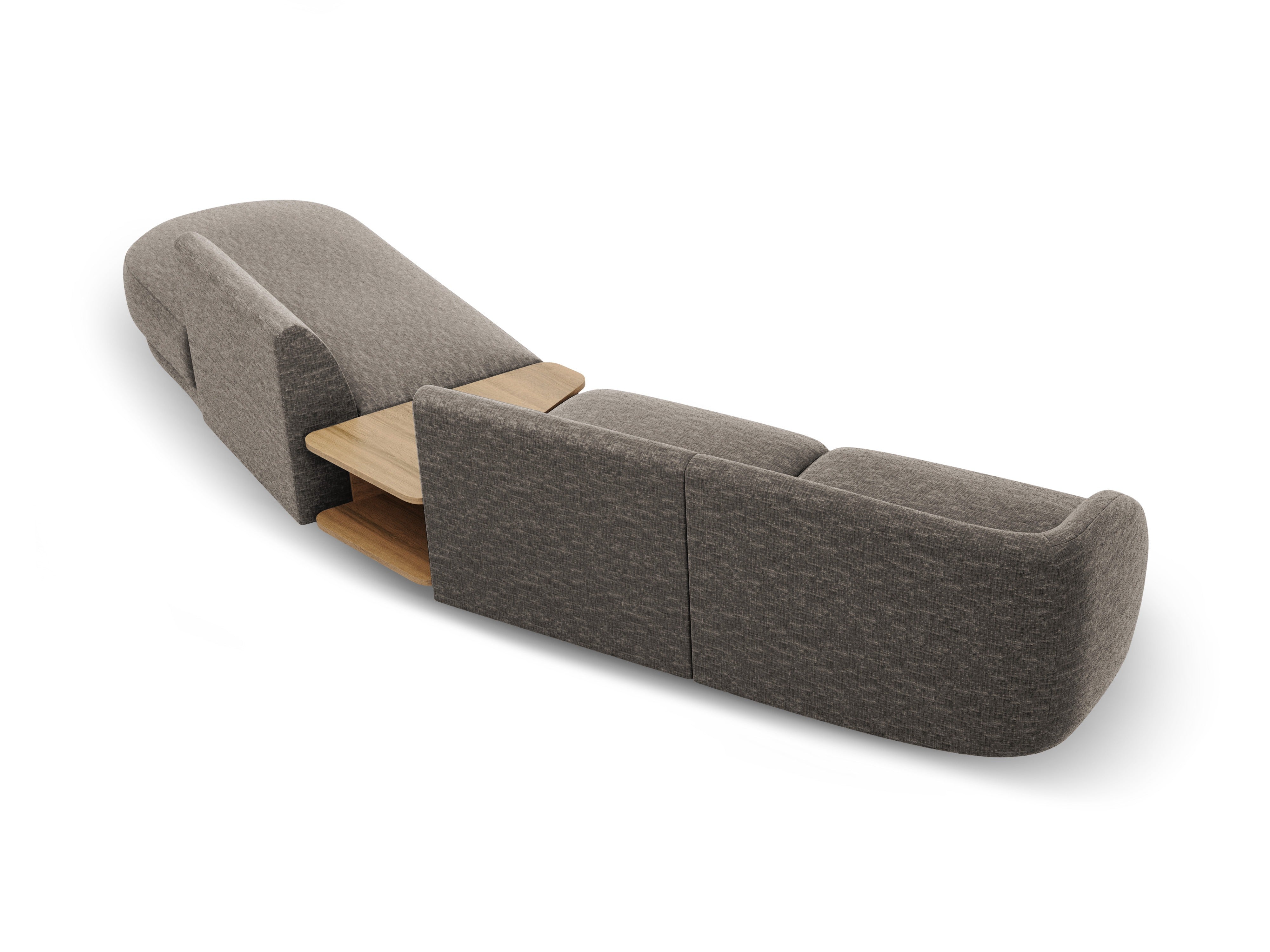 Modulárna pohovka pravostranná so stolíkom pre 4 osoby MILEY šedý šenil hodvábny