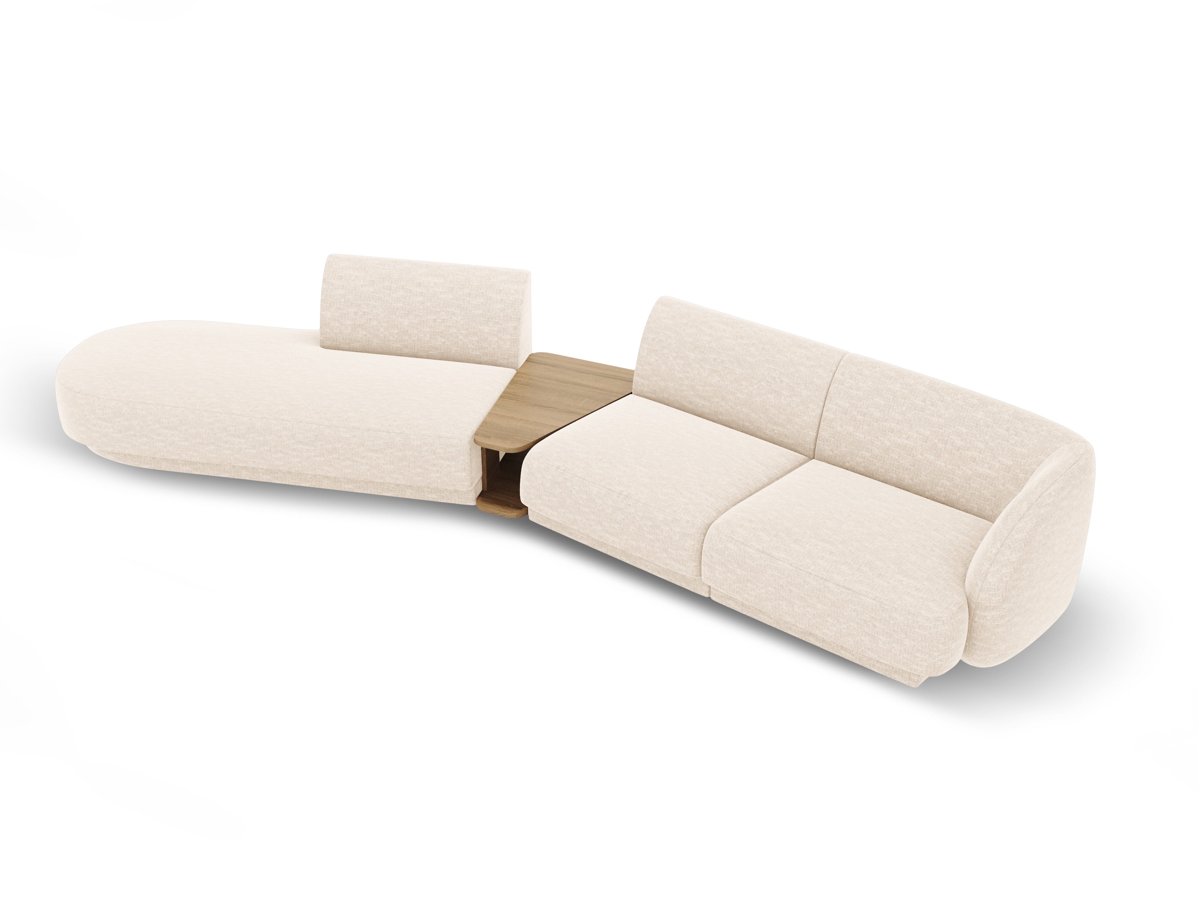 Left-facing modular sofa with table for 4 people MILEY ivory chenille