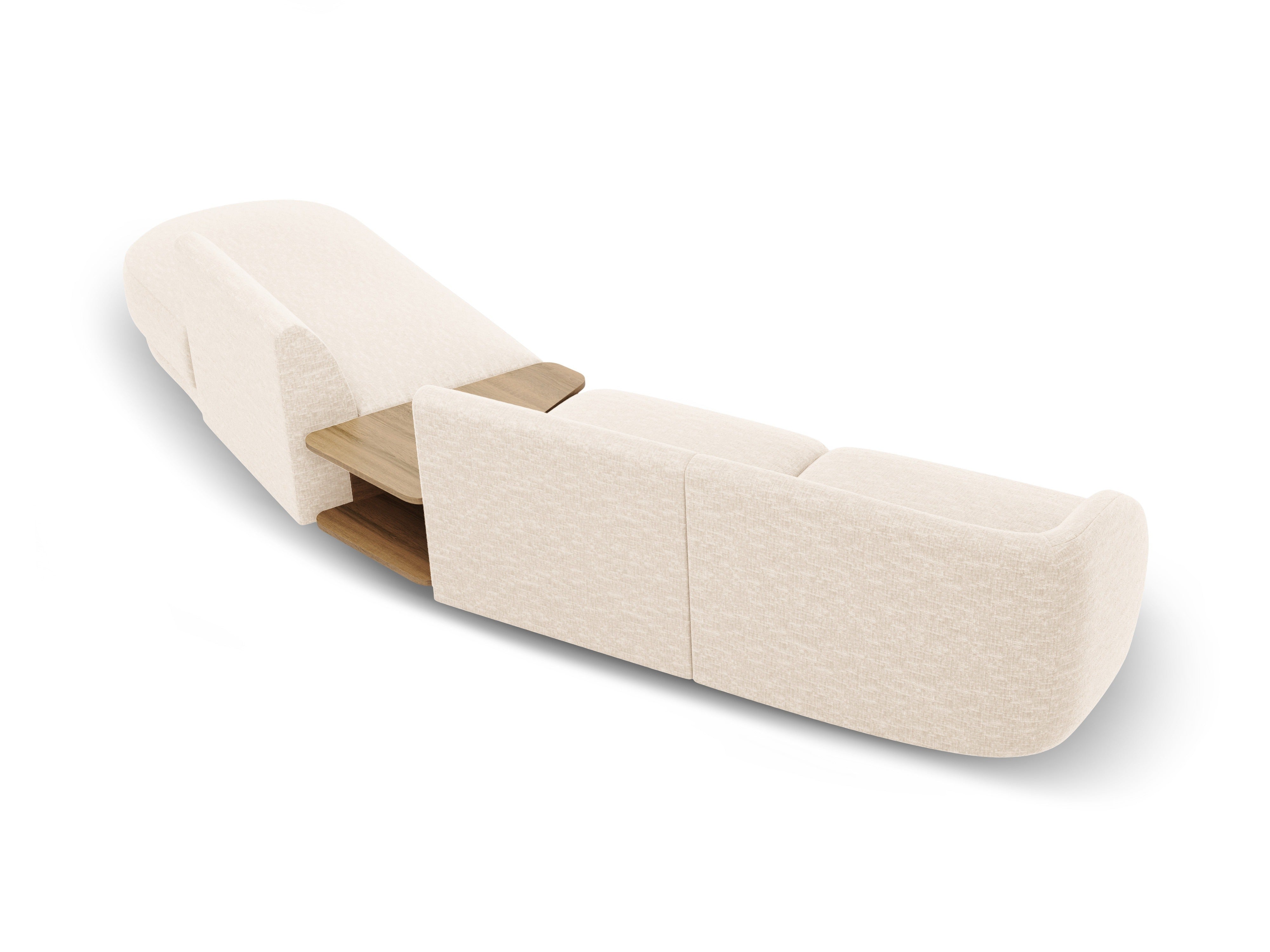 Modulárna pohovka pravostranná so stolíkom pre 4 osoby MILEY slonová kosť šenil