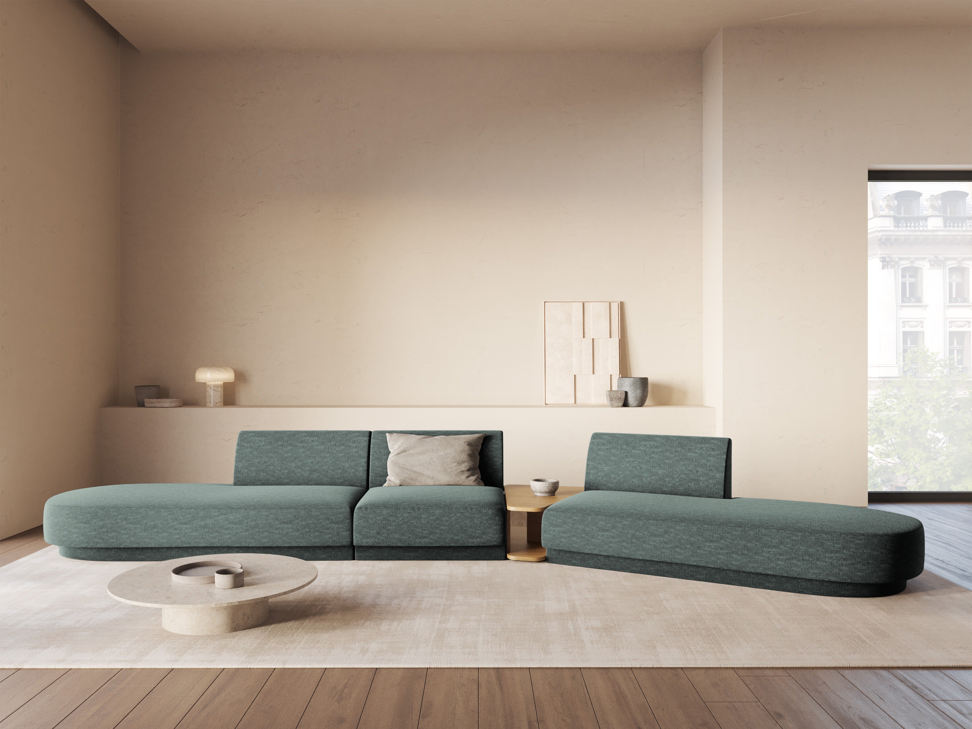 Puf / modul MILEY modrý petrol s jemným šenilom