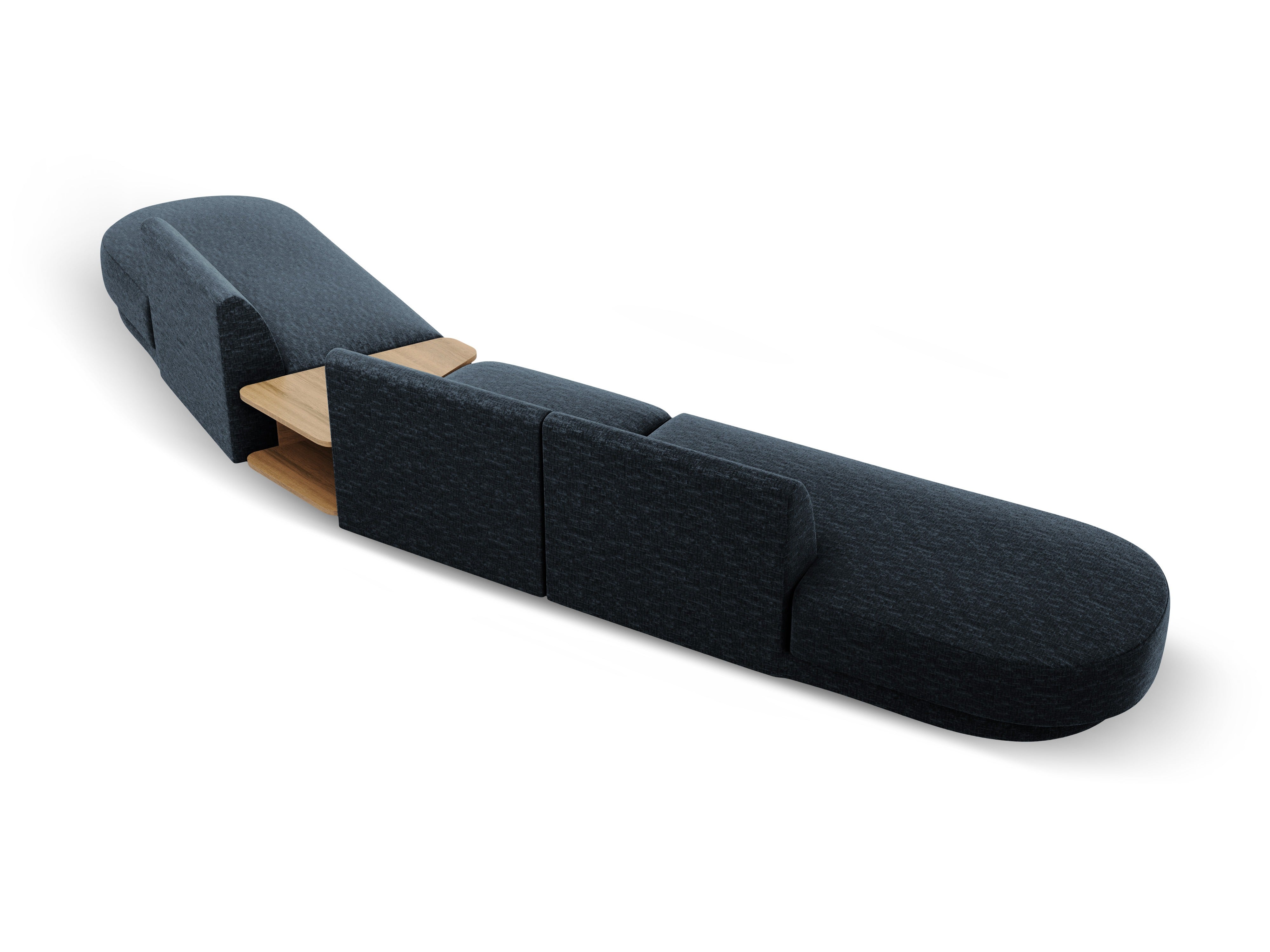 Modulárna pohovka pravostranná so stolíkom pre 5 osôb MILEY kráľovsky modrá šenilová