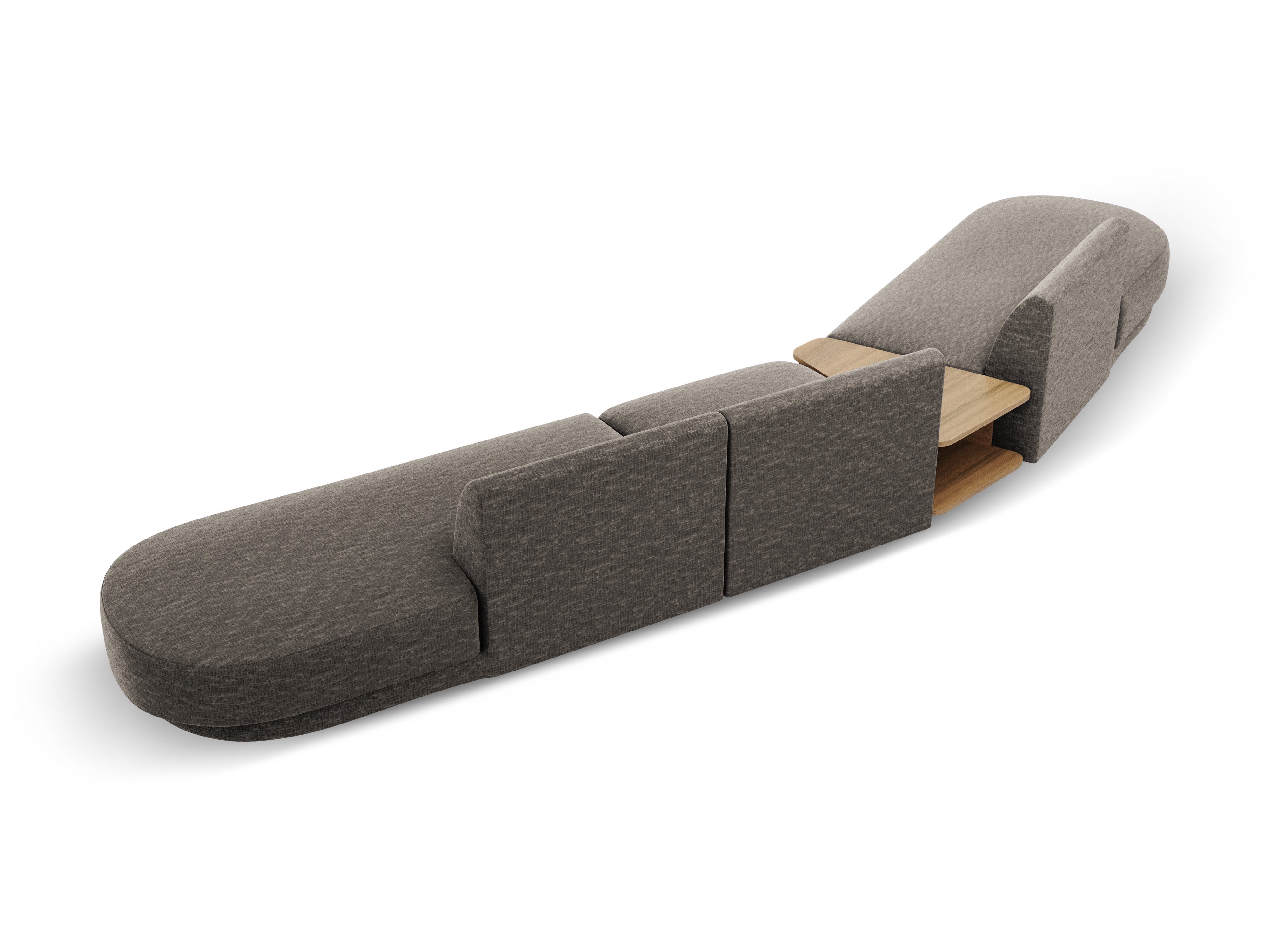 Modulárna pohovka ľavostranná so stolíkom pre 5 osôb MILEY šedý šenil hodvábny