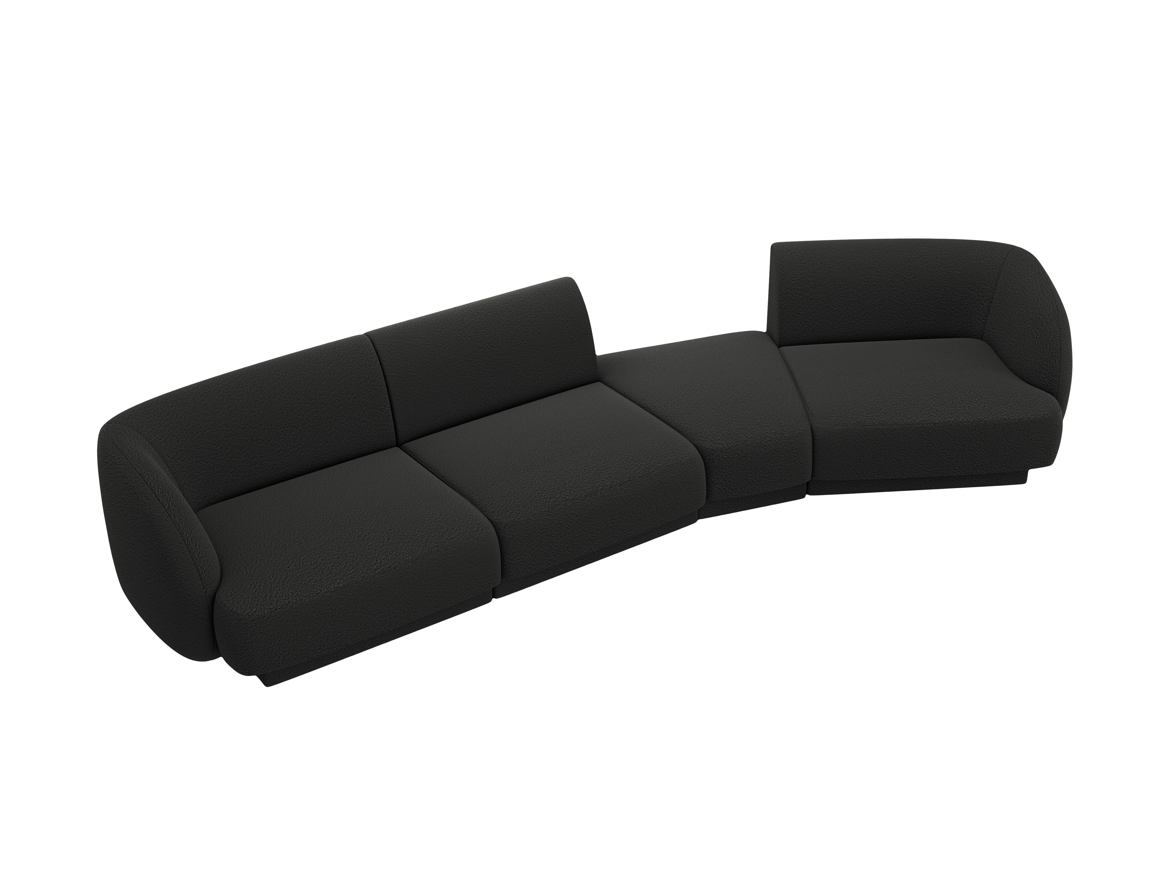Right-facing modular sofa for 6 people MILEY black boucle