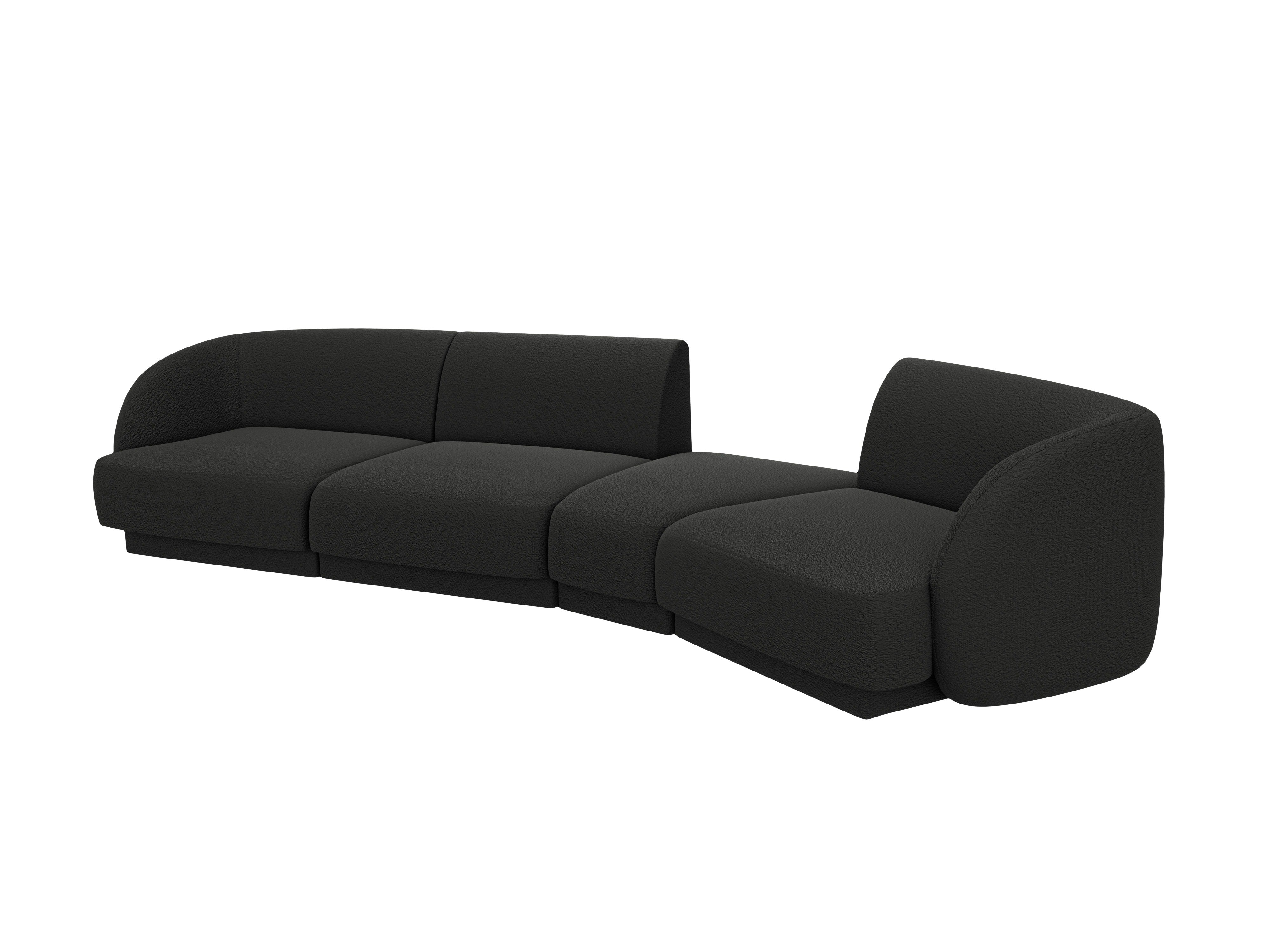 Right-facing modular sofa for 6 people MILEY black boucle
