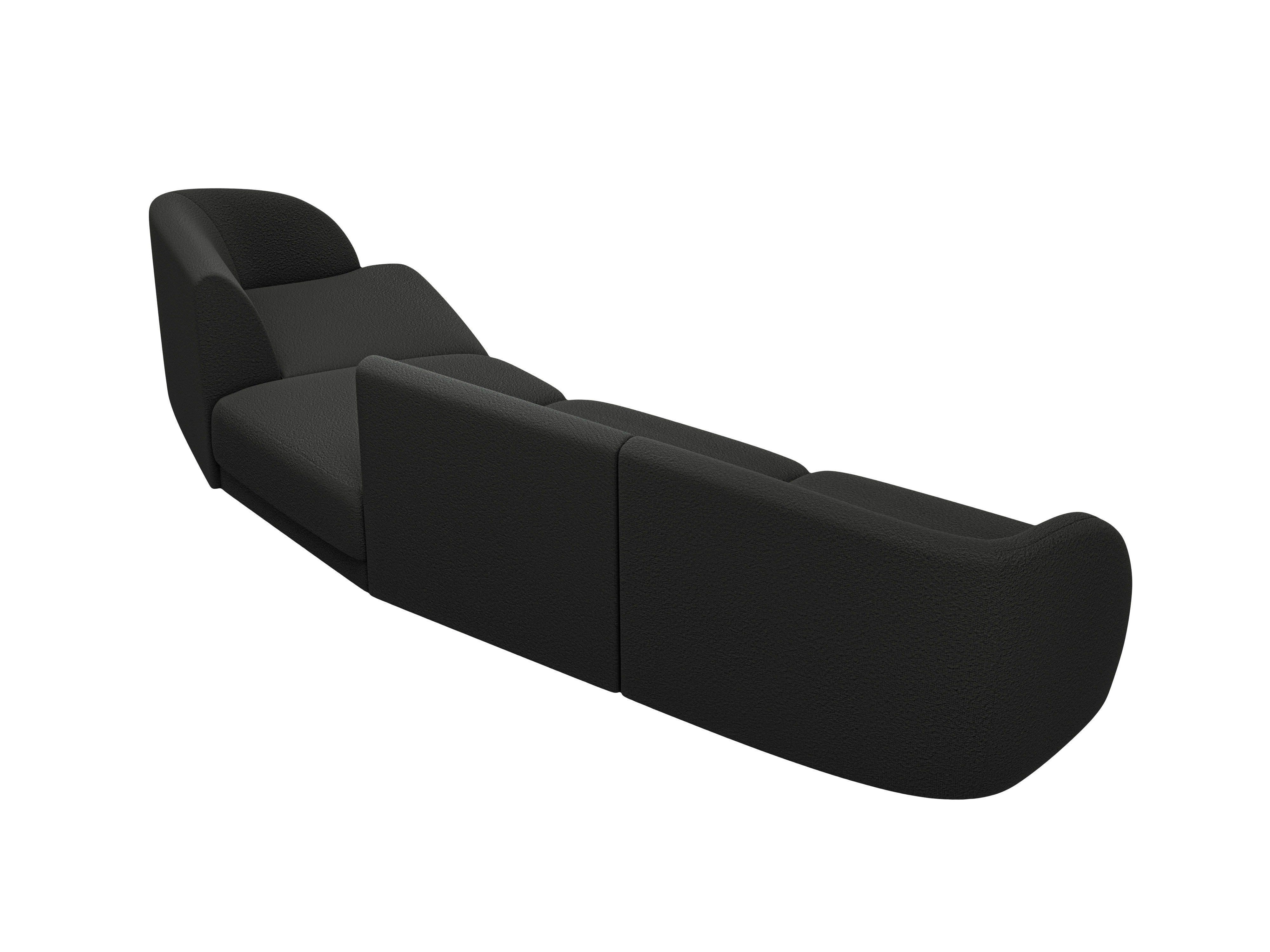Right-facing modular sofa for 6 people MILEY black boucle