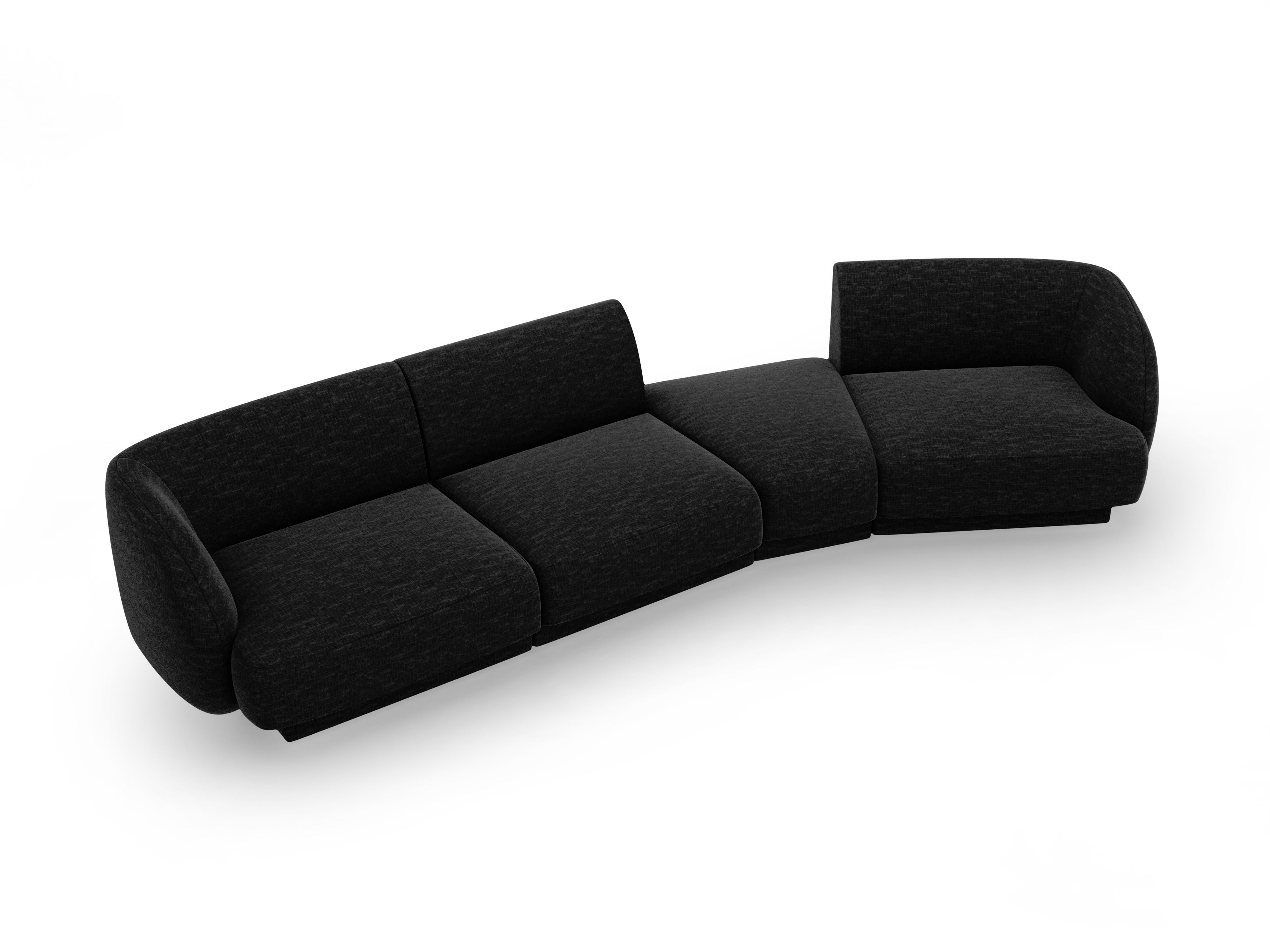 Right-facing modular sofa for 6 people MILEY black chenille