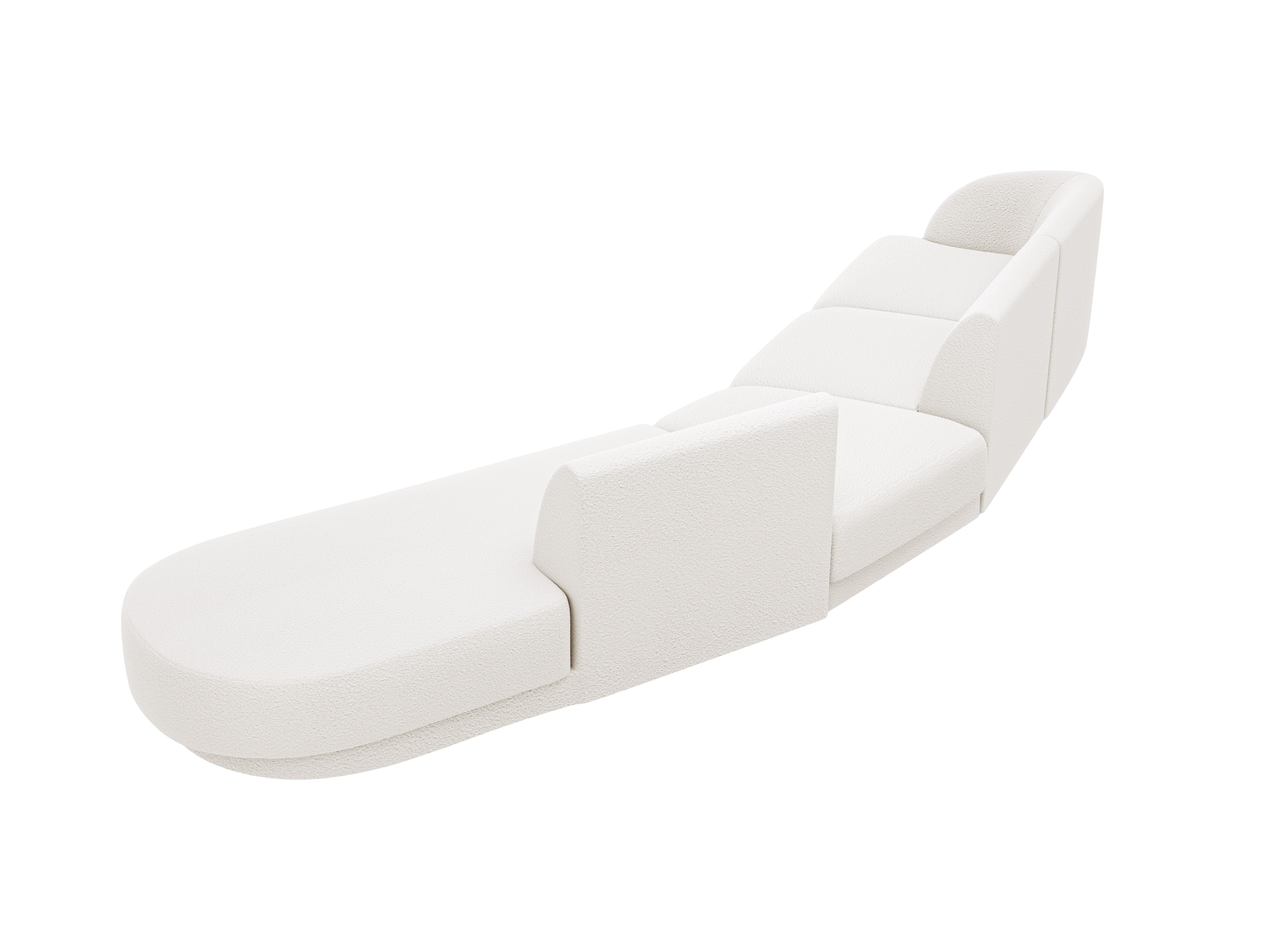 Right-facing modular corner sofa for 7 people MILEY white boucle