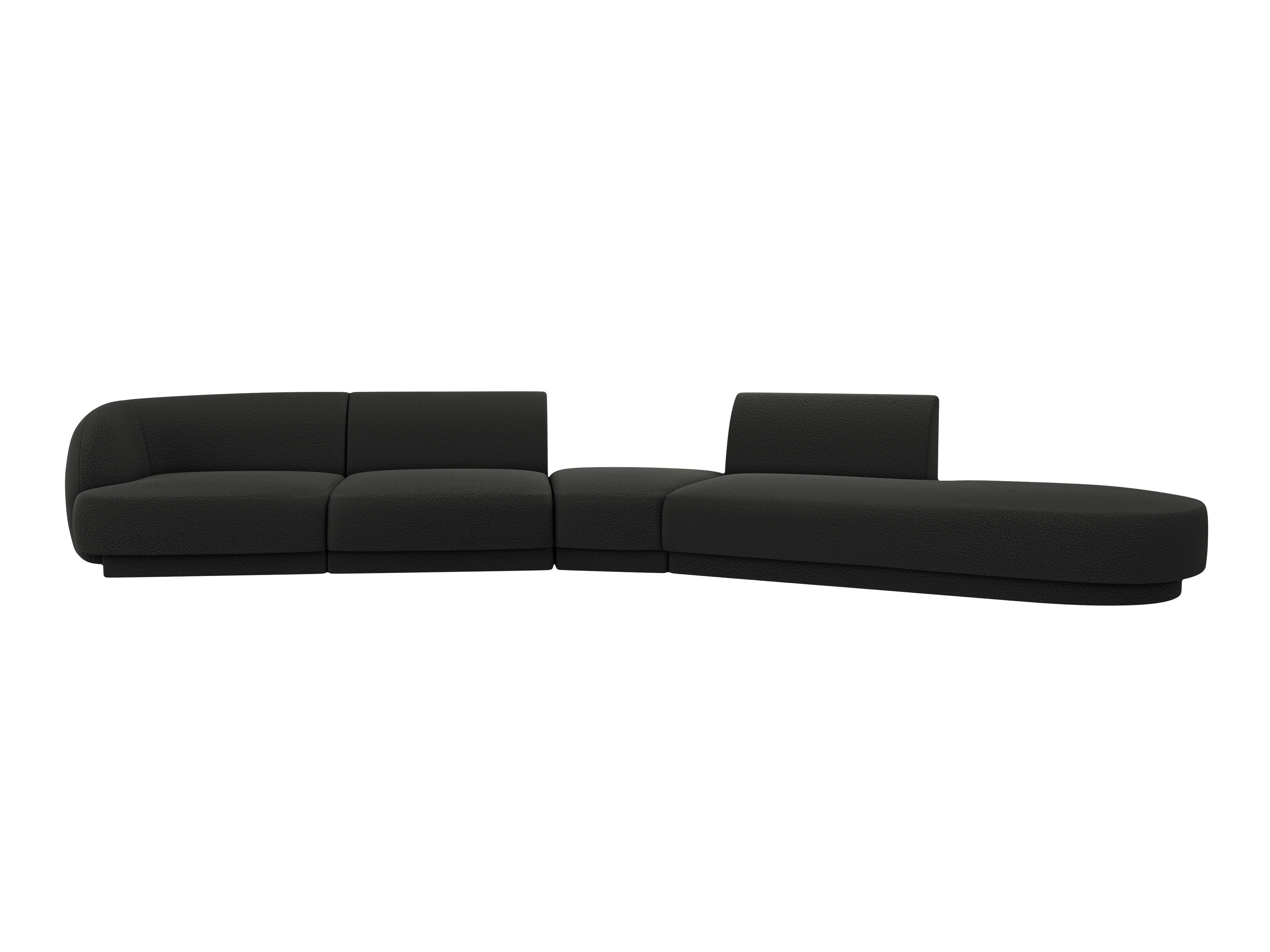 Right-facing modular corner sofa for 7 people MILEY black boucle
