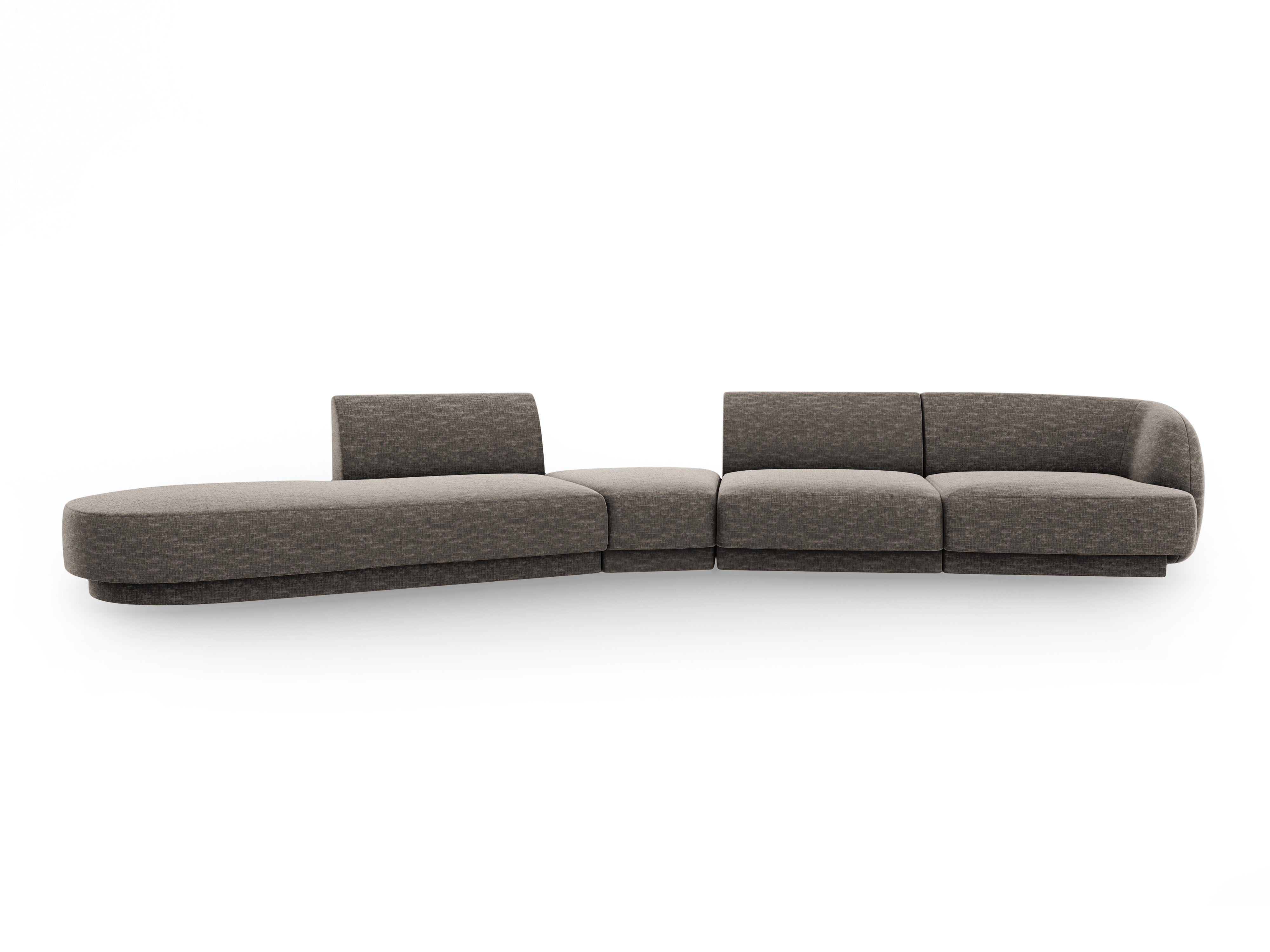 Left-facing modular corner sofa for 7 people MILEY dark gray silky chenille