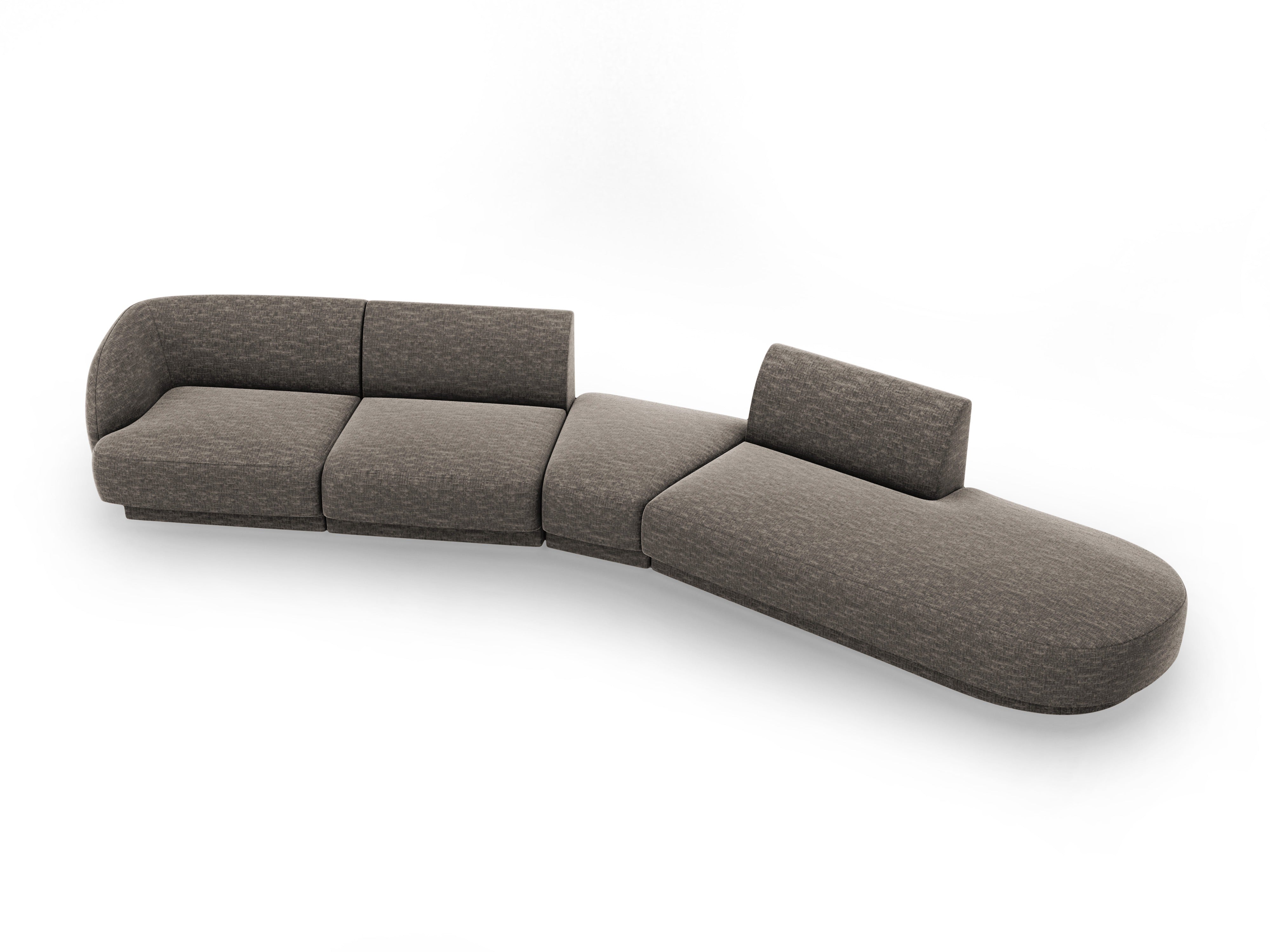 Right-facing modular corner sofa for 7 people MILEY in silky gray chenille