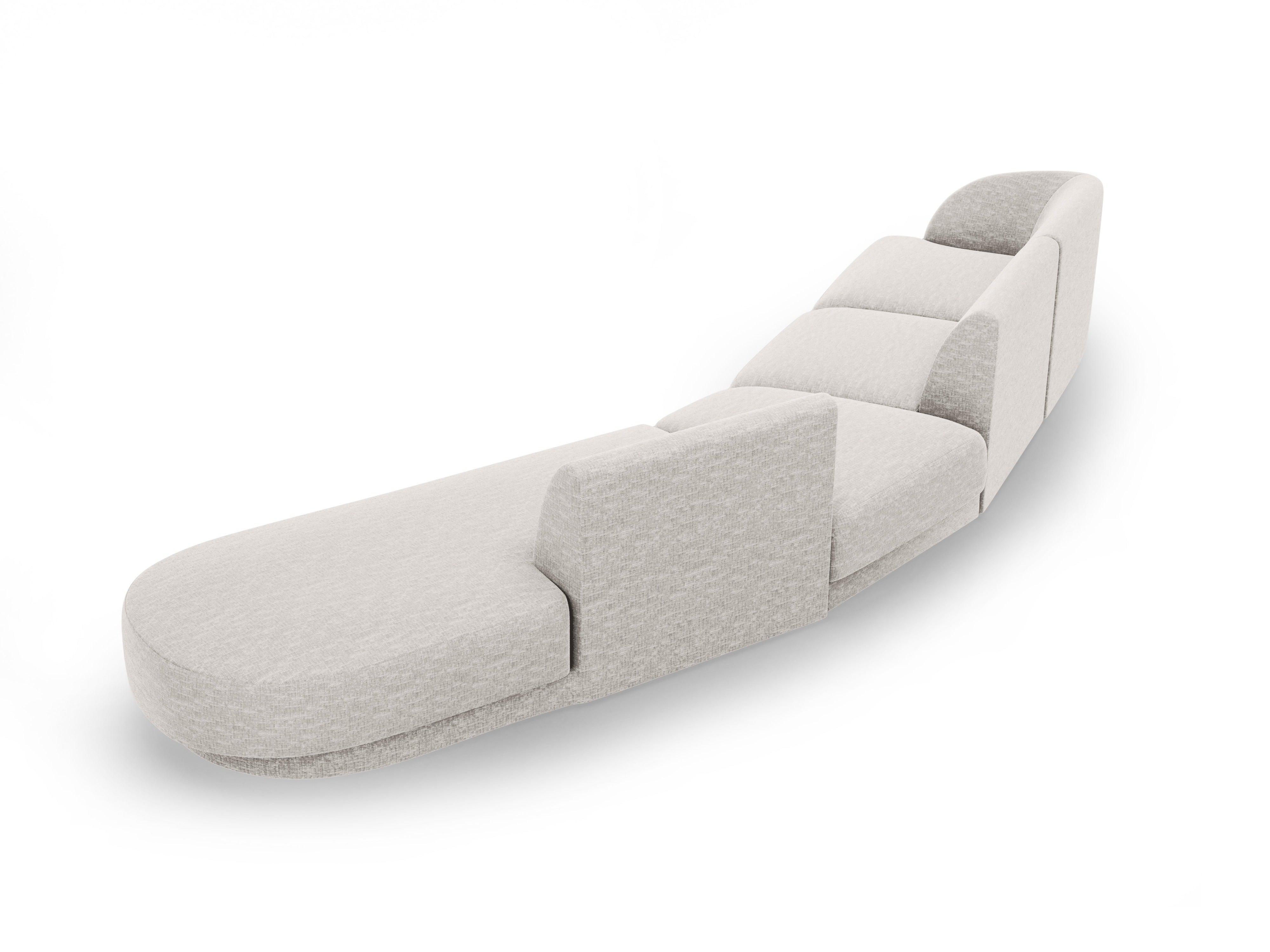 Right-facing modular corner sofa for 7 people MILEY gray chenille