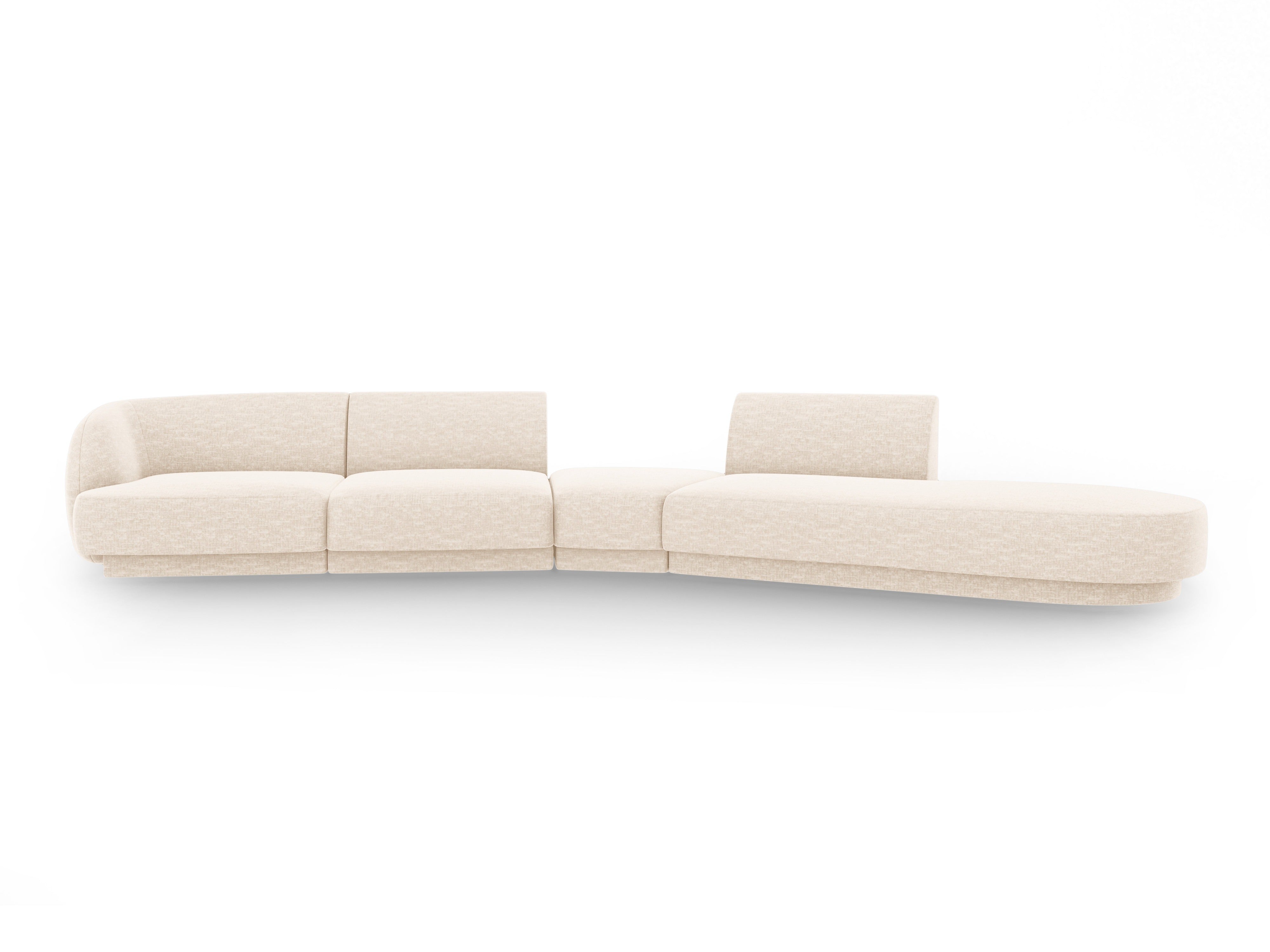 Right-facing modular corner sofa for 7 people MILEY ivory chenille